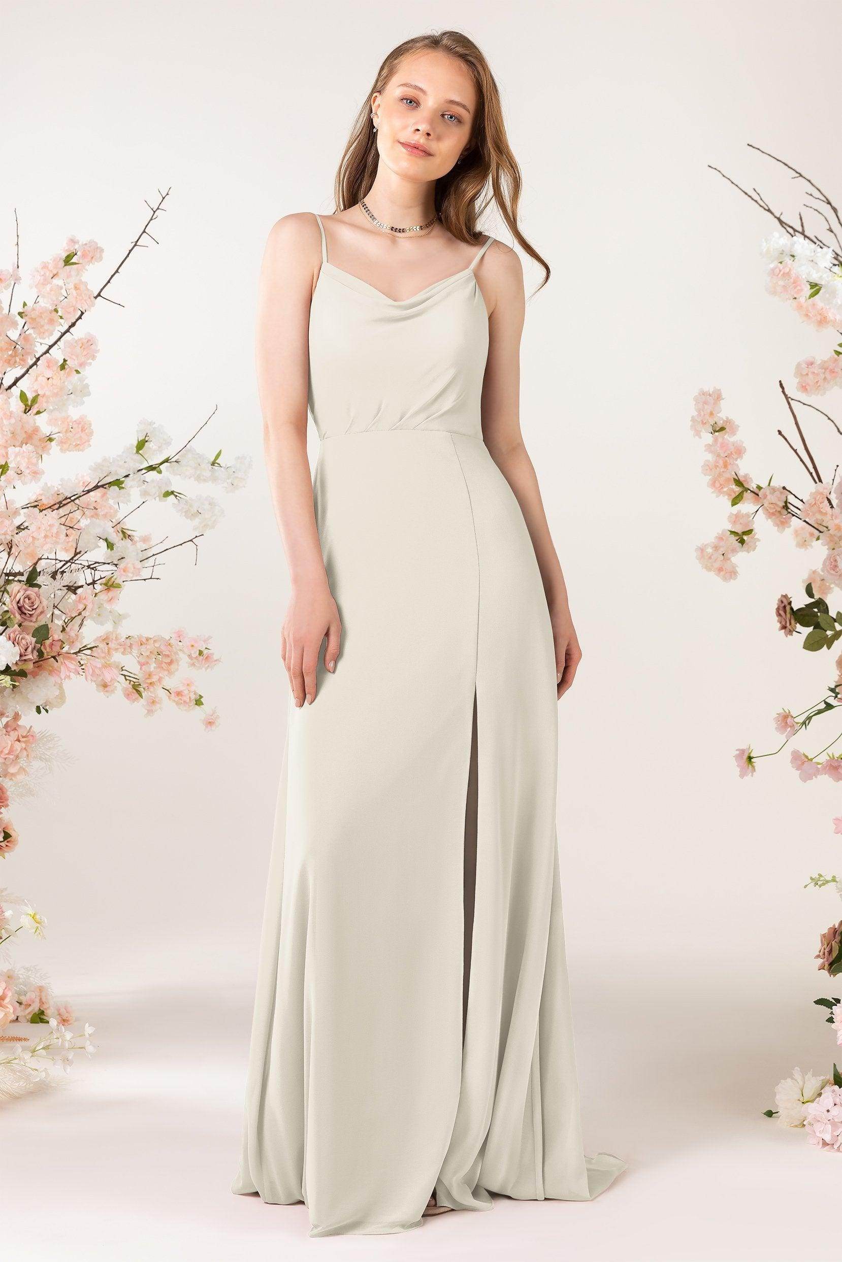 Sheath Sweep-Brush Train Chiffon Bridesmaid Dress CB0457