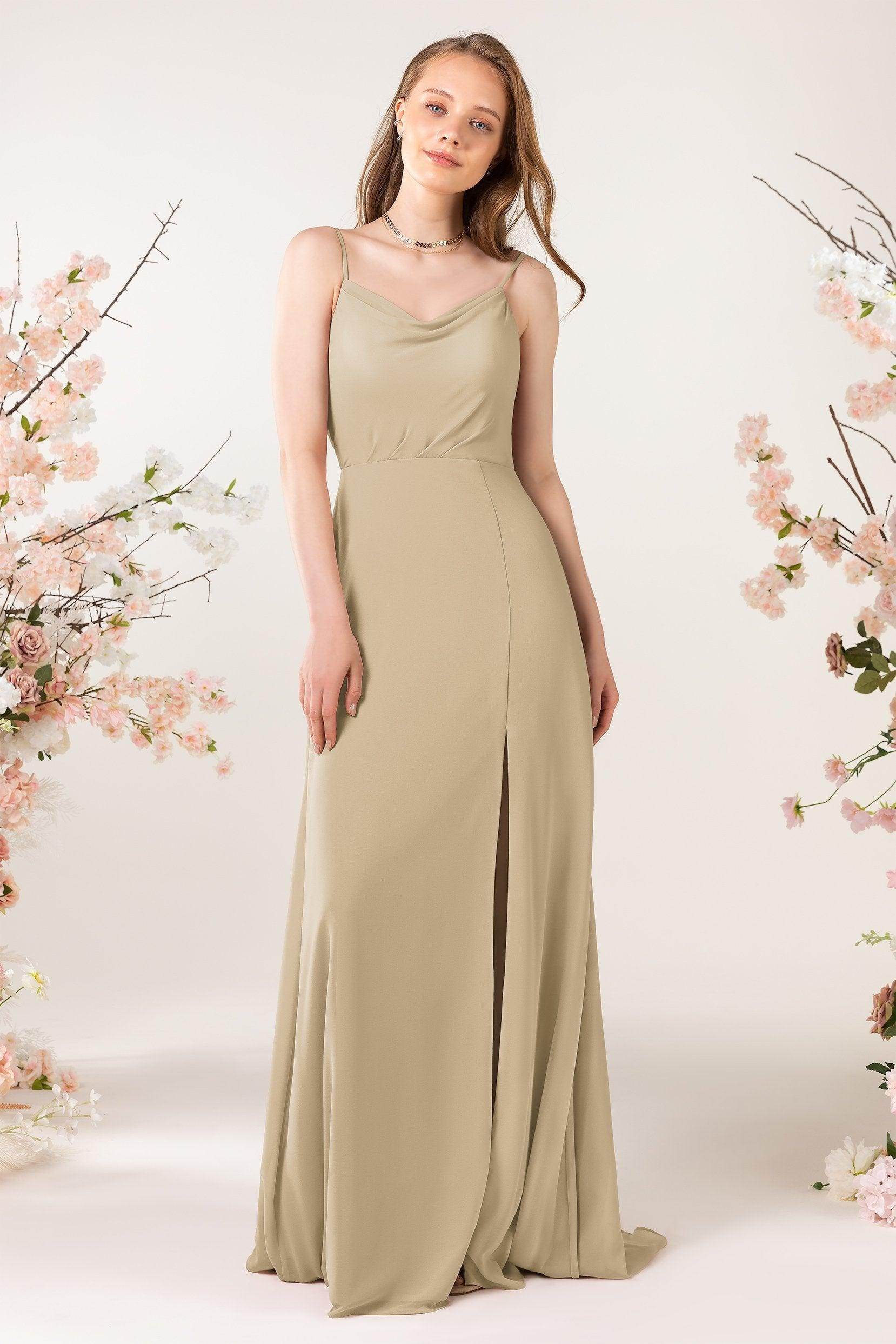 Sheath Sweep-Brush Train Chiffon Bridesmaid Dress CB0457
