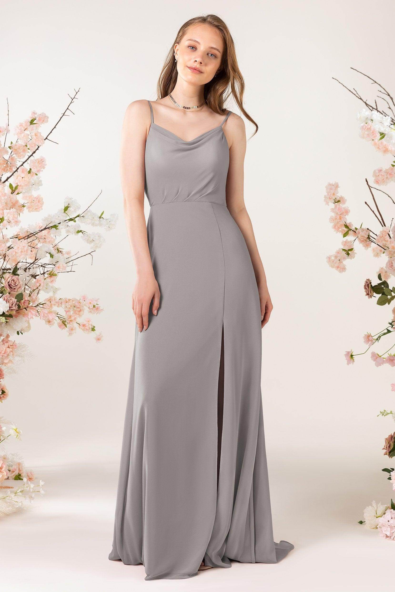 Sheath Sweep-Brush Train Chiffon Bridesmaid Dress CB0457