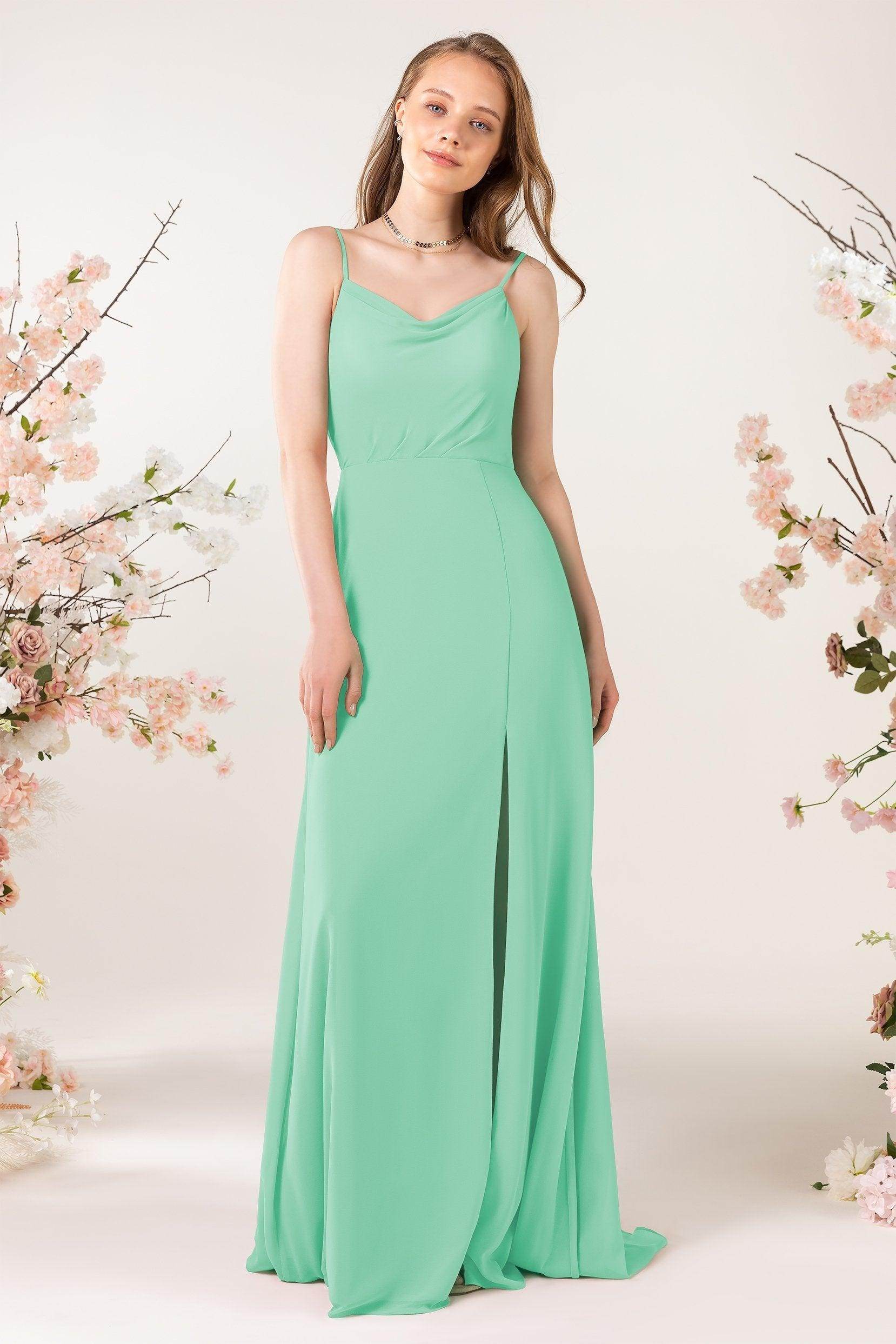 Sheath Sweep-Brush Train Chiffon Bridesmaid Dress CB0457