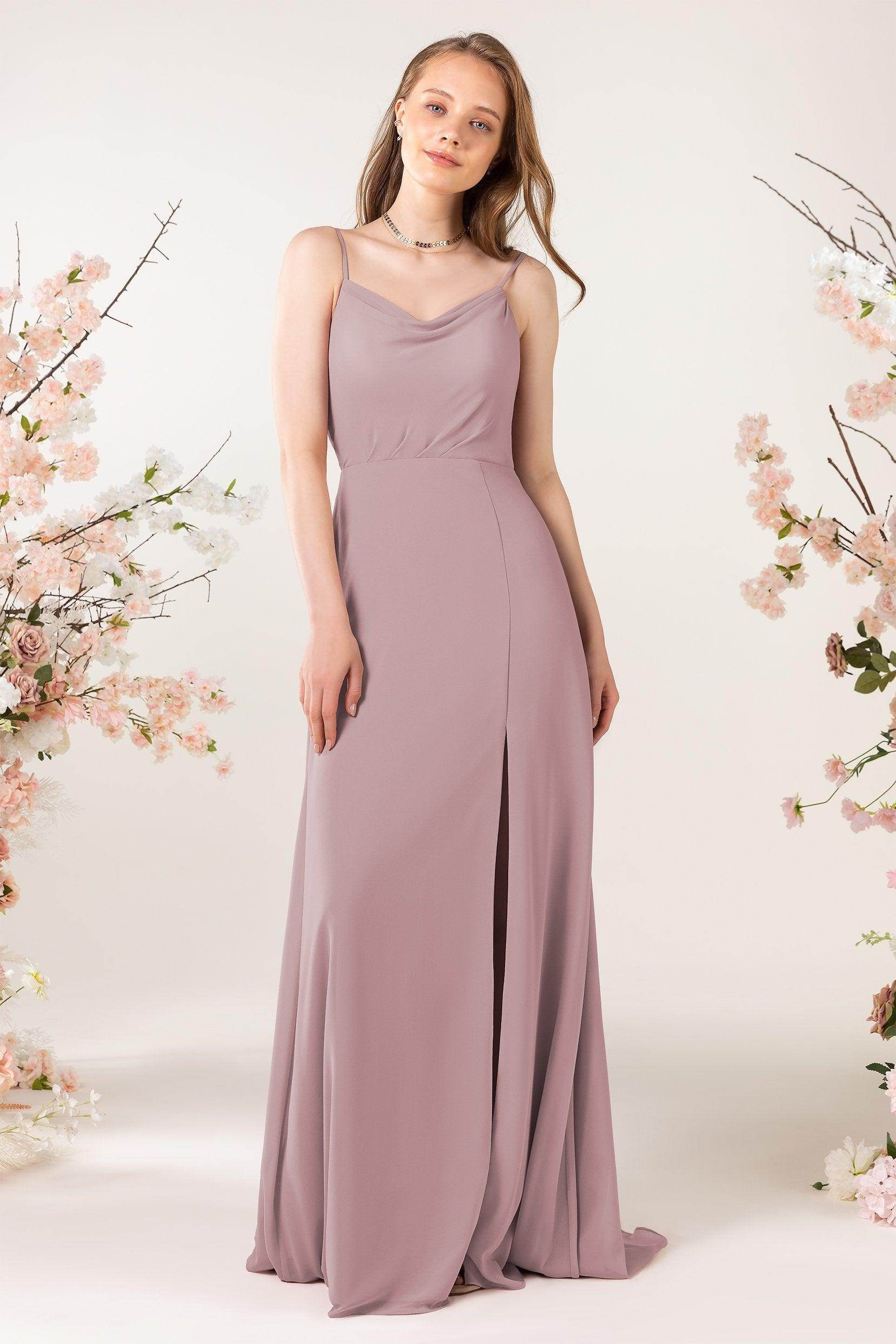Sheath Sweep-Brush Train Chiffon Bridesmaid Dress CB0457