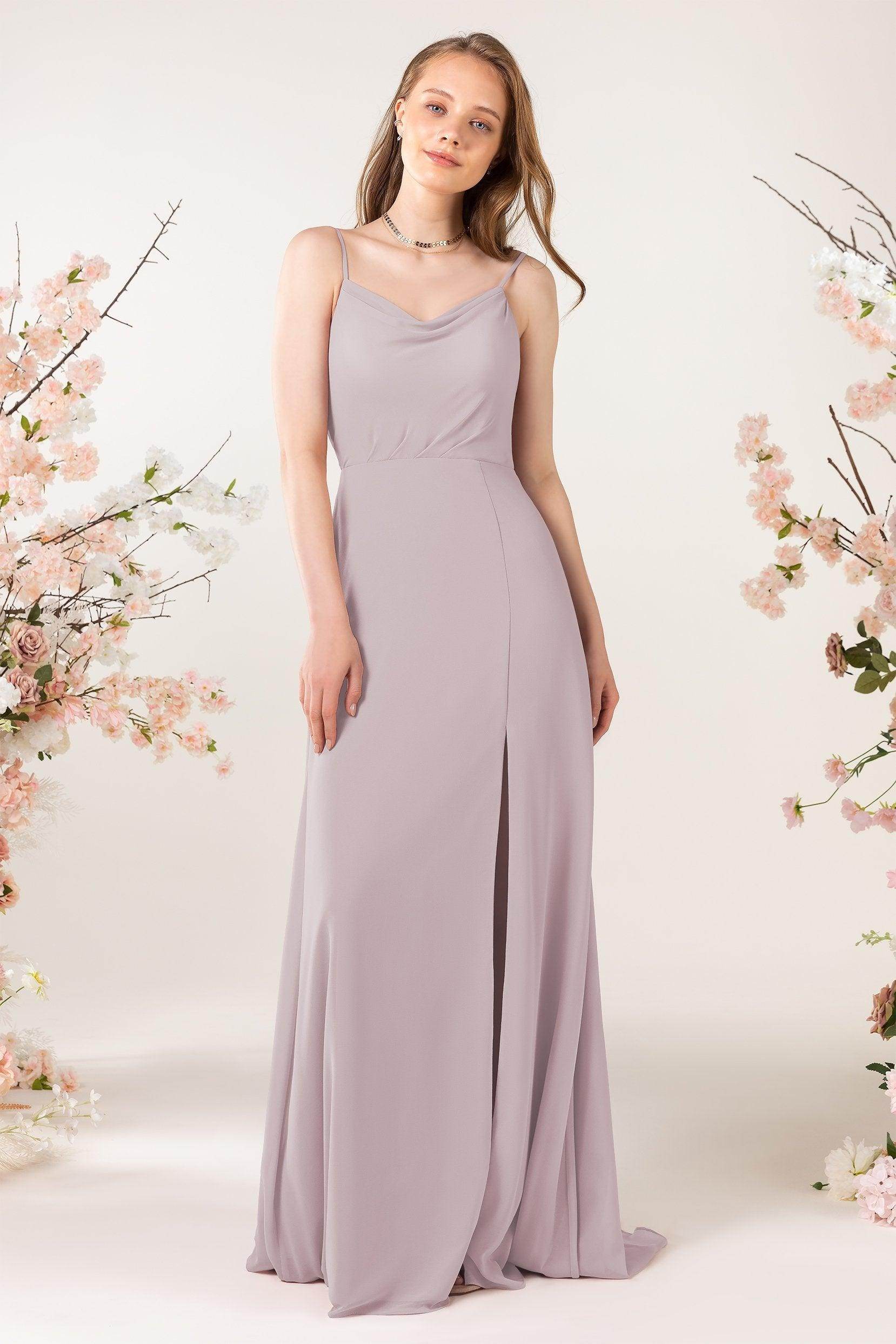 Sheath Sweep-Brush Train Chiffon Bridesmaid Dress CB0457