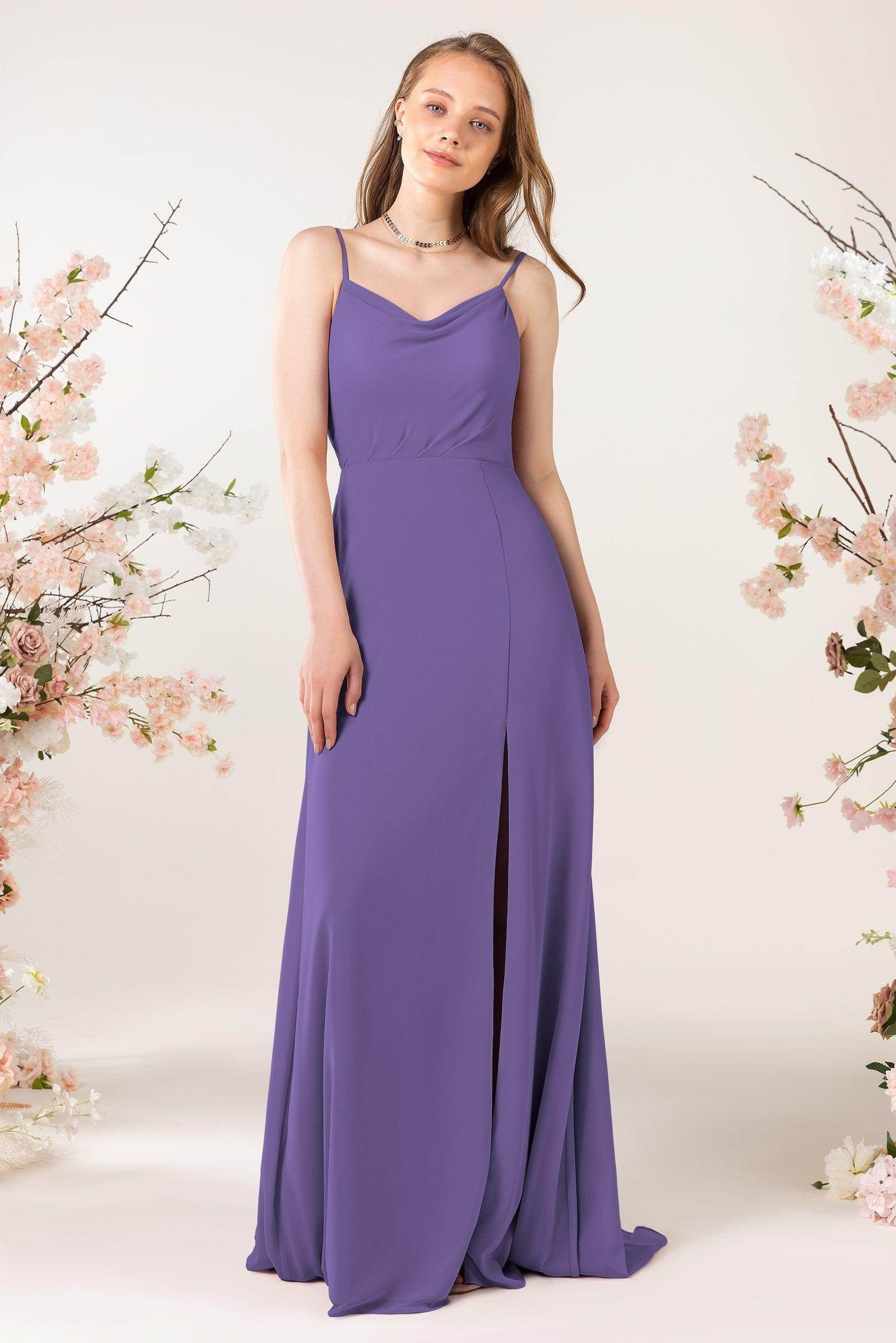 Sheath Sweep-Brush Train Chiffon Bridesmaid Dress CB0457