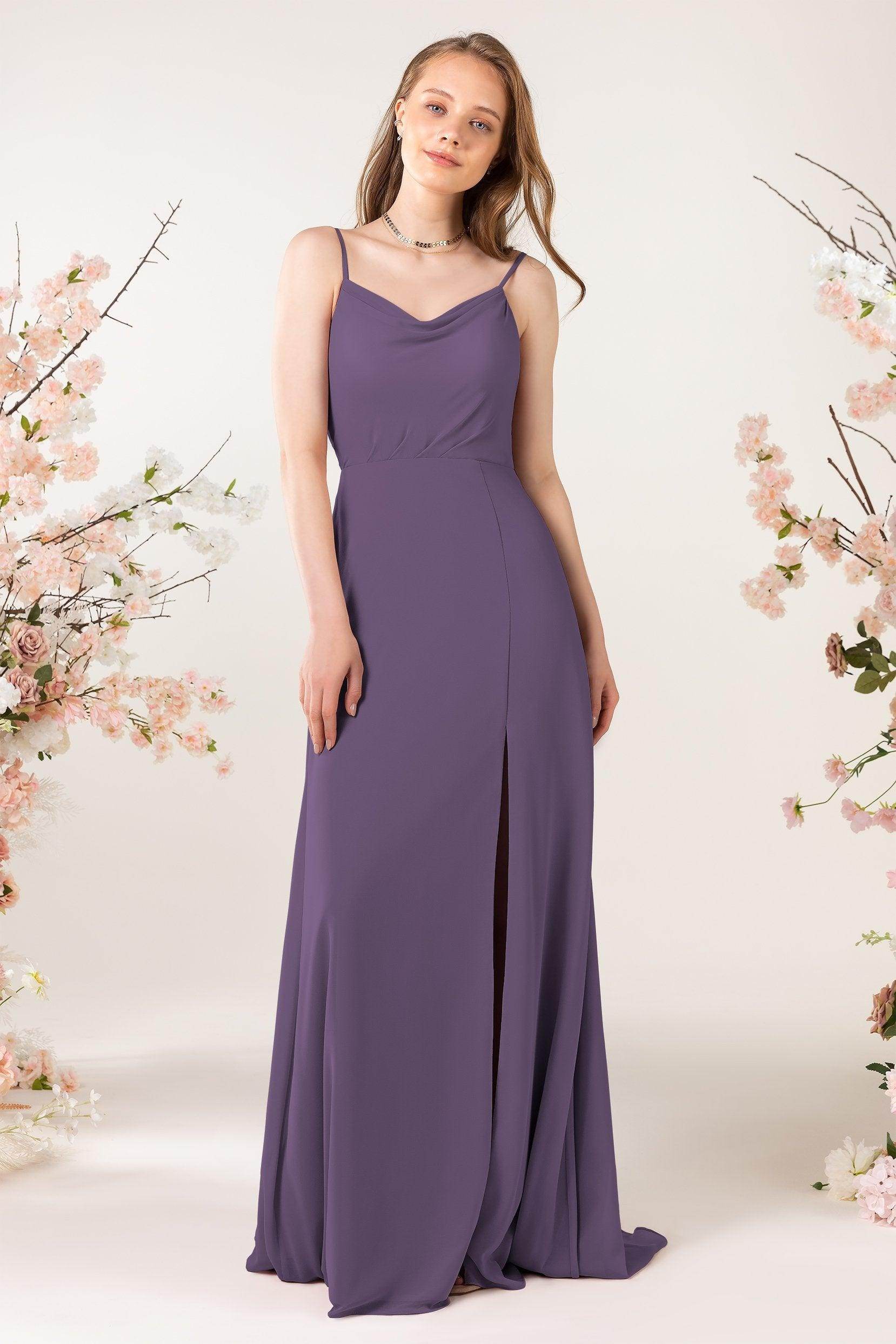 Sheath Sweep-Brush Train Chiffon Bridesmaid Dress CB0457
