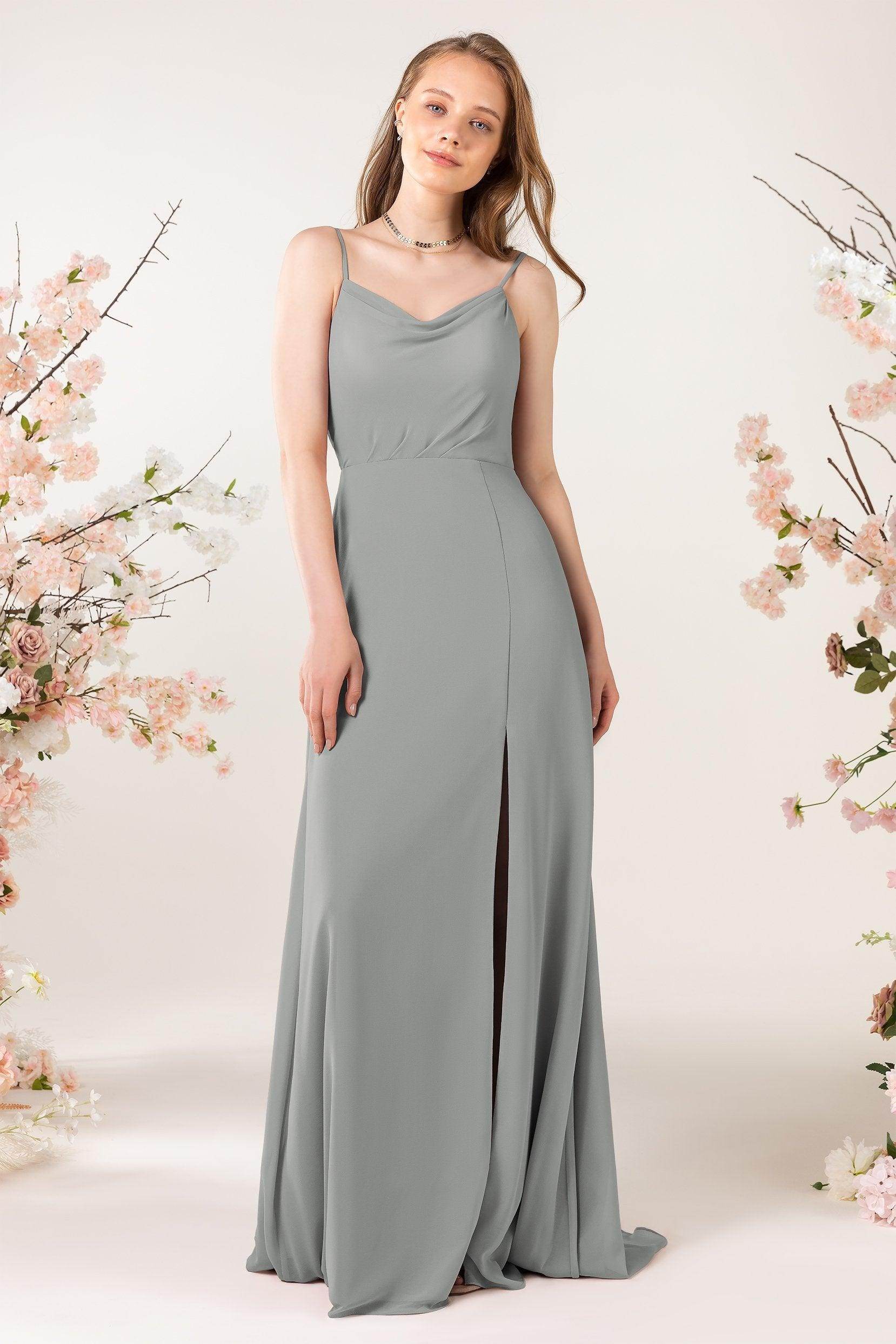 Sheath Sweep-Brush Train Chiffon Bridesmaid Dress CB0457