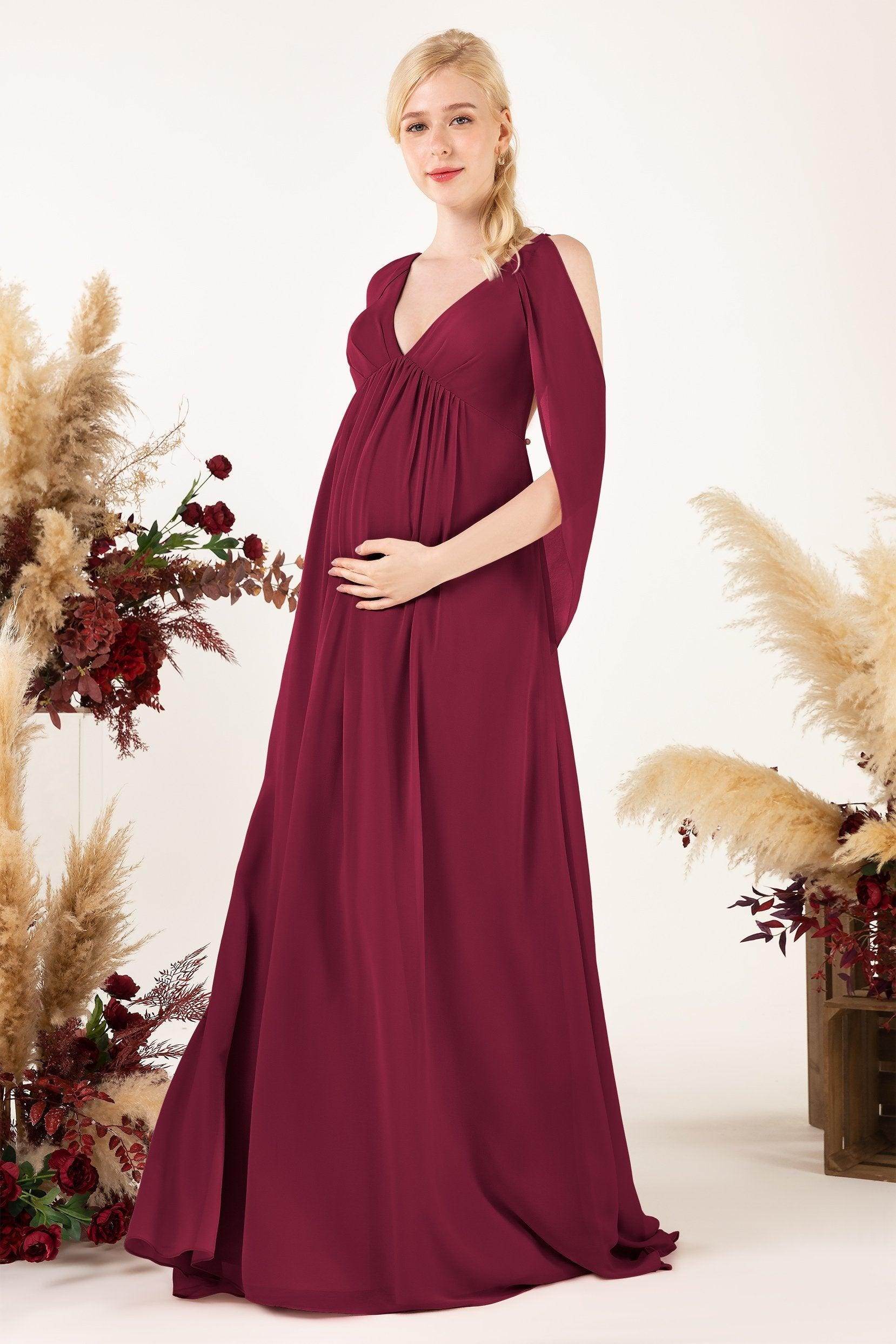 A-Line Sweep-Brush Train Chiffon Bridesmaid Dress CB0458M
