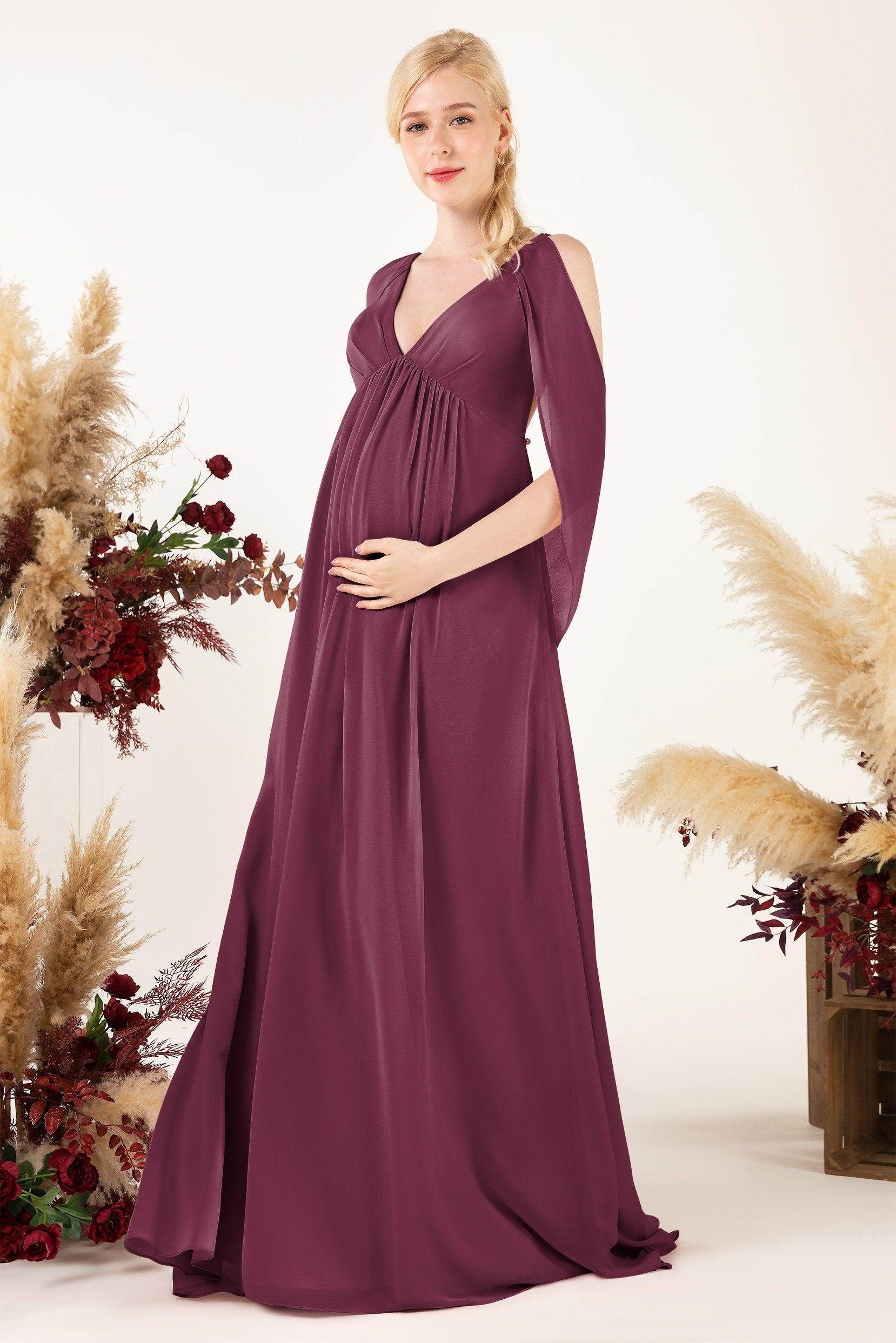 A-Line Sweep-Brush Train Chiffon Bridesmaid Dress CB0458M