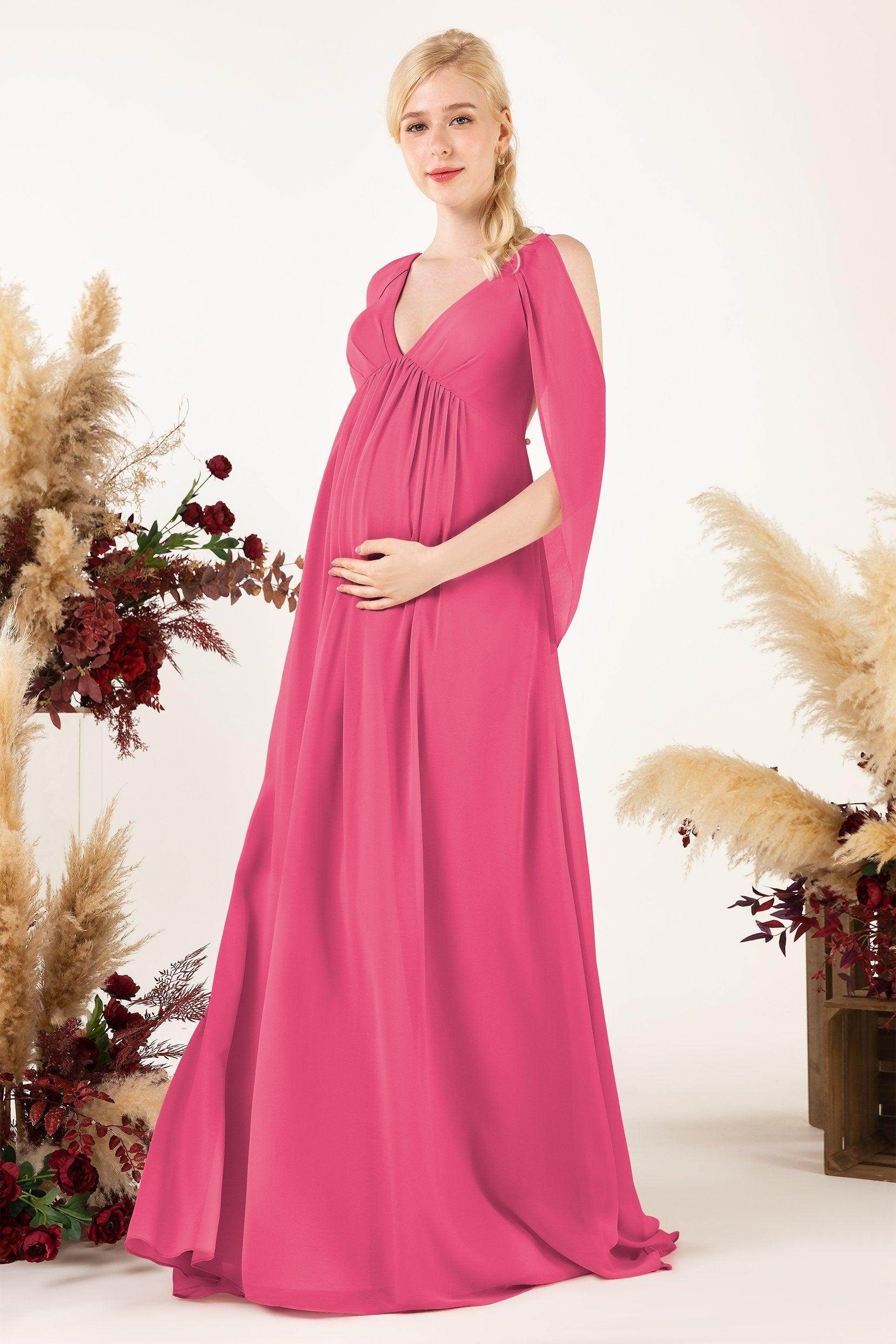 A-Line Sweep-Brush Train Chiffon Bridesmaid Dress CB0458M