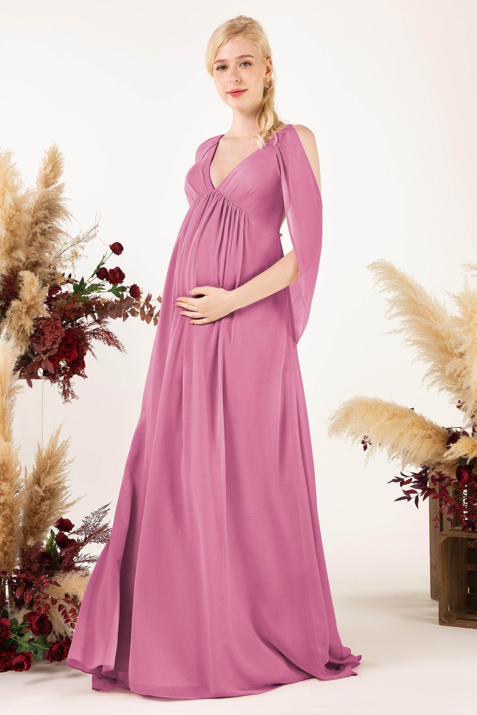 A-Line Sweep-Brush Train Chiffon Bridesmaid Dress CB0458M