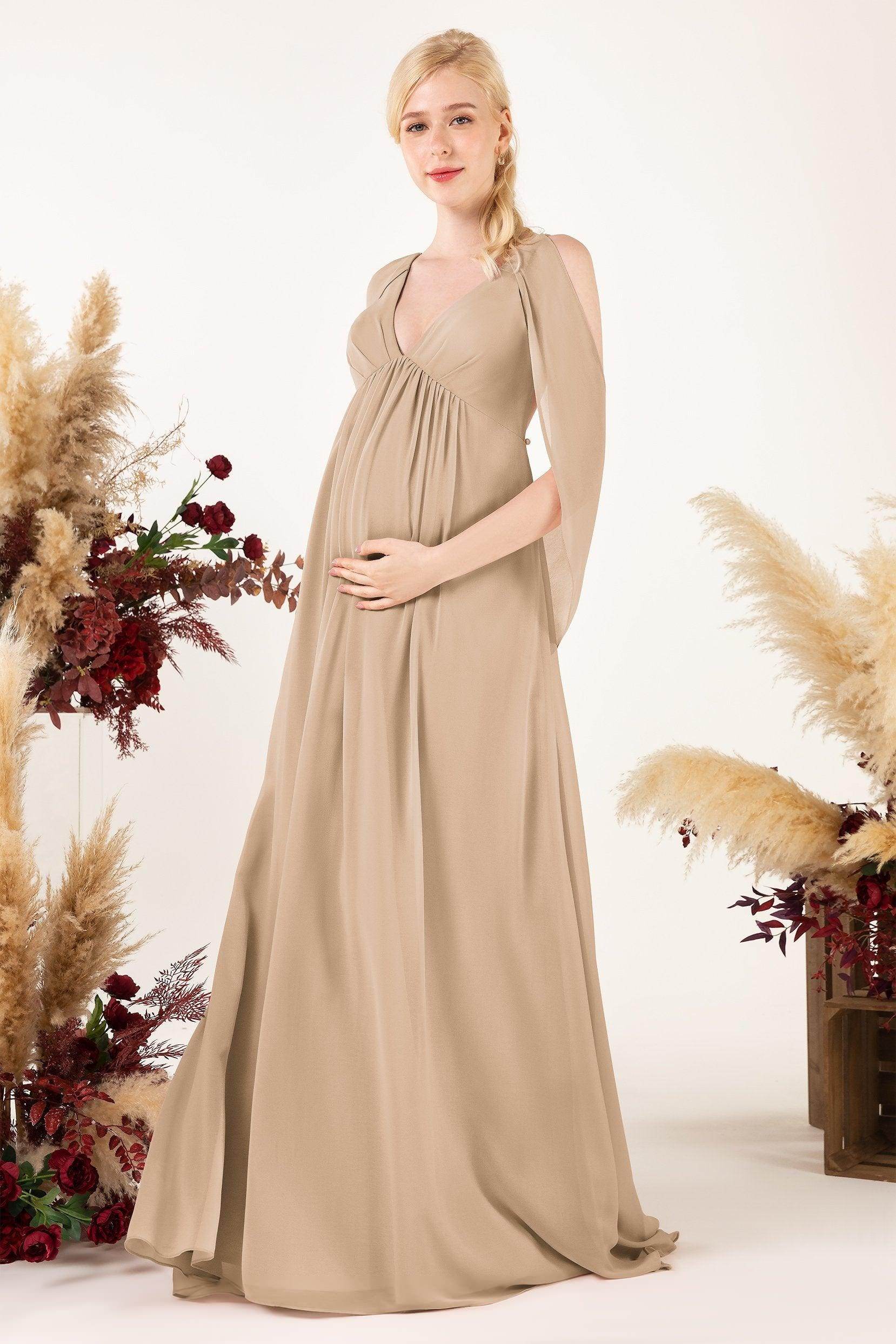 A-Line Sweep-Brush Train Chiffon Bridesmaid Dress CB0458M