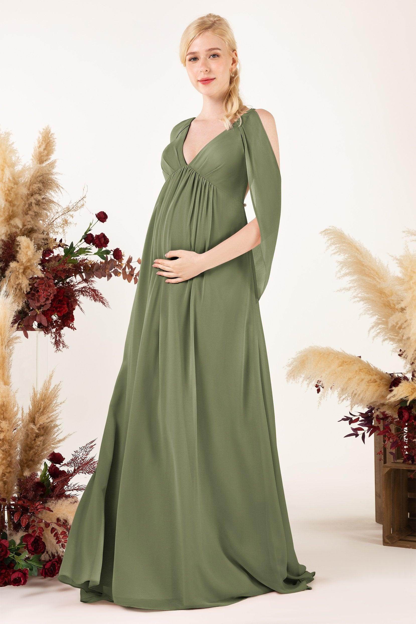 A-Line Sweep-Brush Train Chiffon Bridesmaid Dress CB0458M