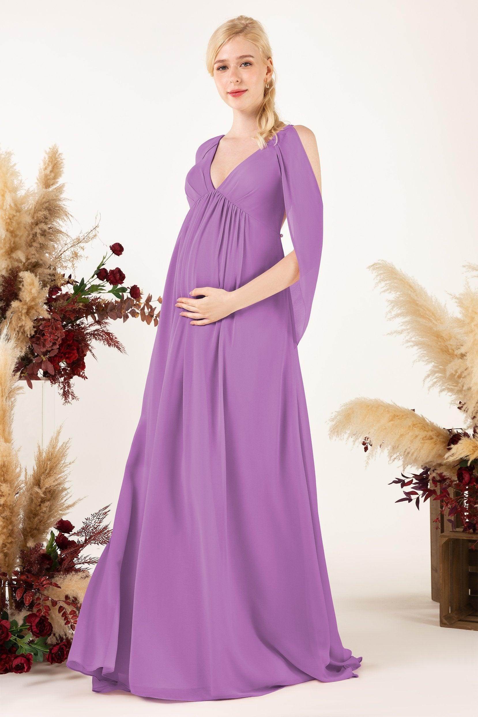 A-Line Sweep-Brush Train Chiffon Bridesmaid Dress CB0458M