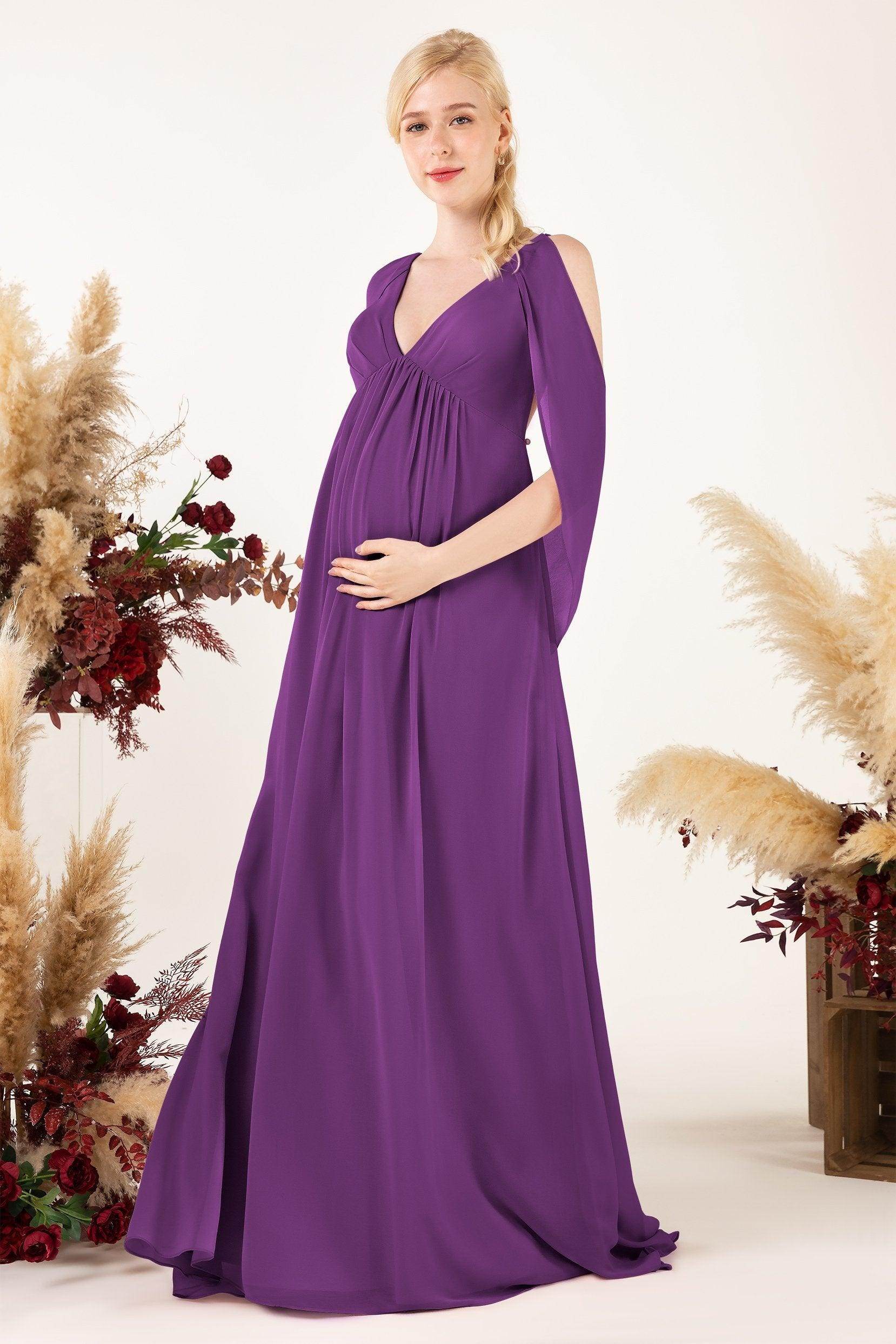 A-Line Sweep-Brush Train Chiffon Bridesmaid Dress CB0458M