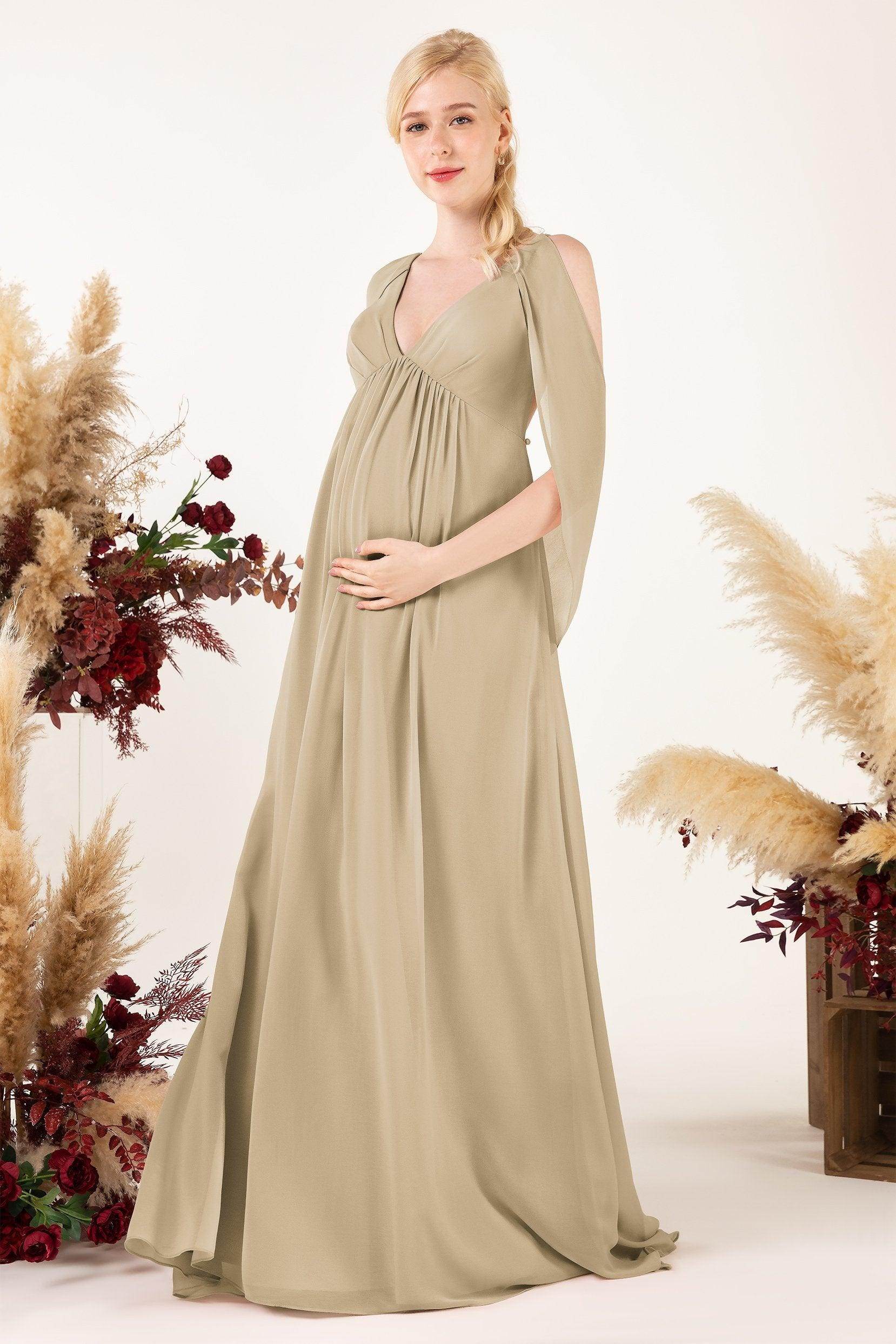 A-Line Sweep-Brush Train Chiffon Bridesmaid Dress CB0458M