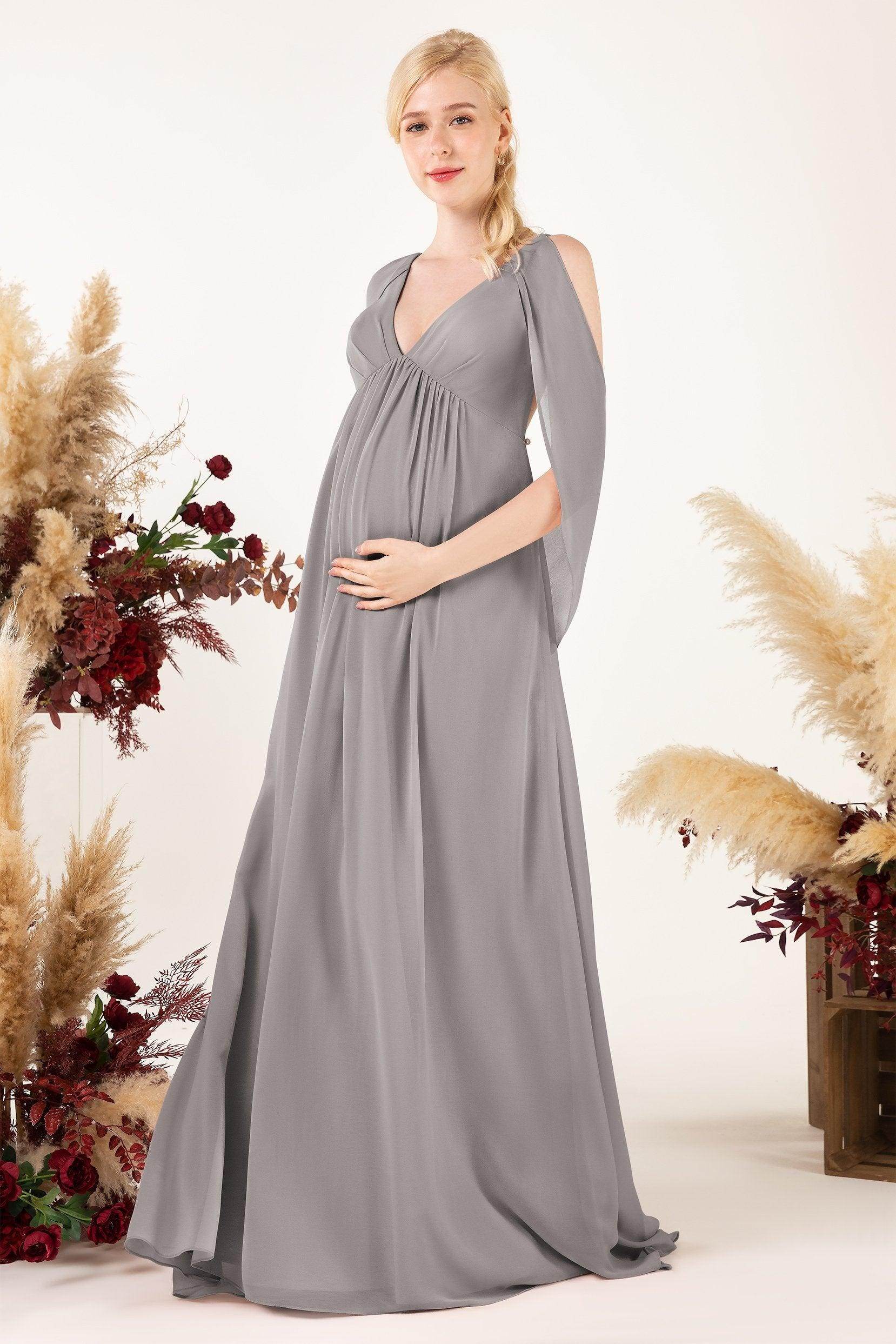 A-Line Sweep-Brush Train Chiffon Bridesmaid Dress CB0458M