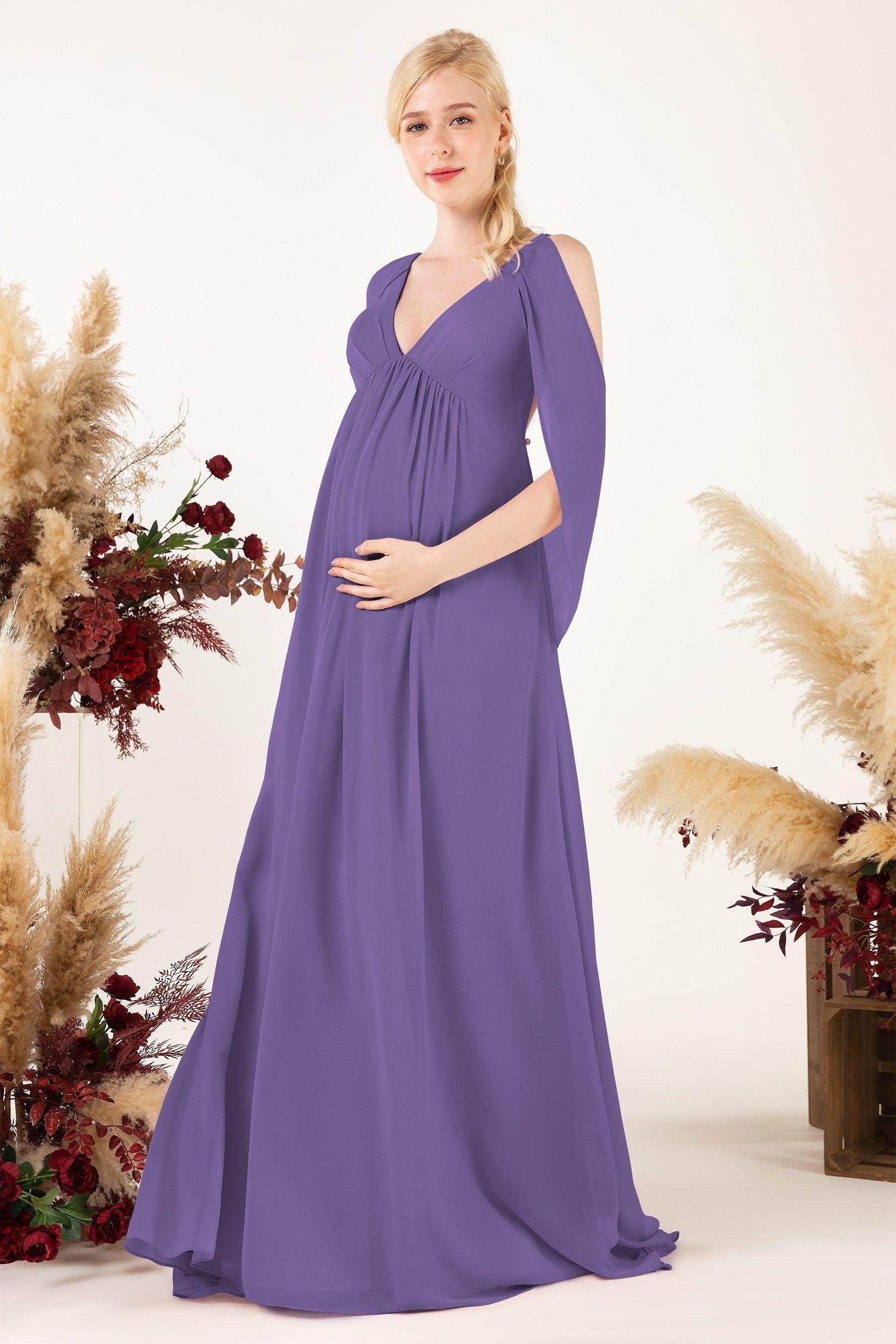 A-Line Sweep-Brush Train Chiffon Bridesmaid Dress CB0458M
