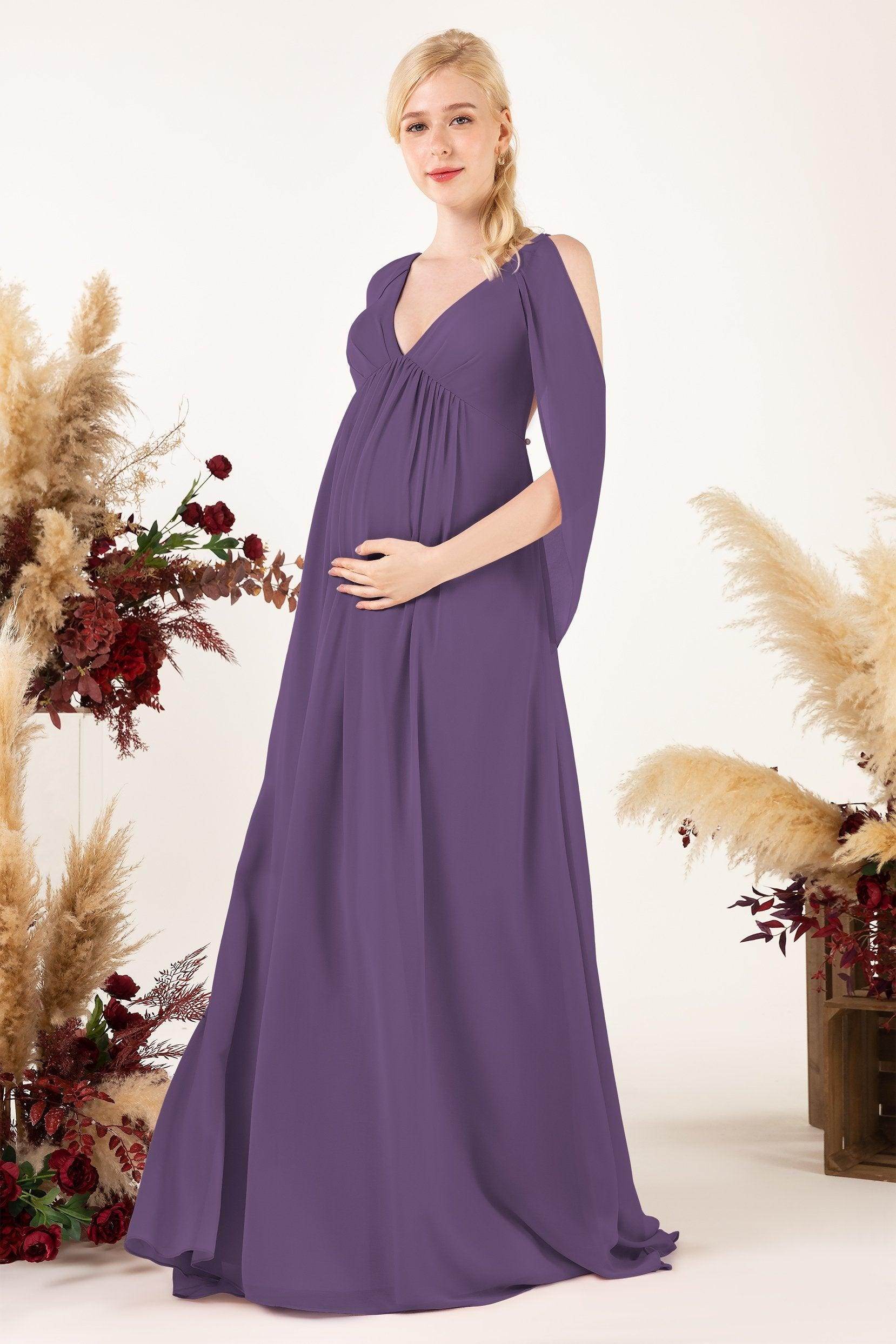 A-Line Sweep-Brush Train Chiffon Bridesmaid Dress CB0458M
