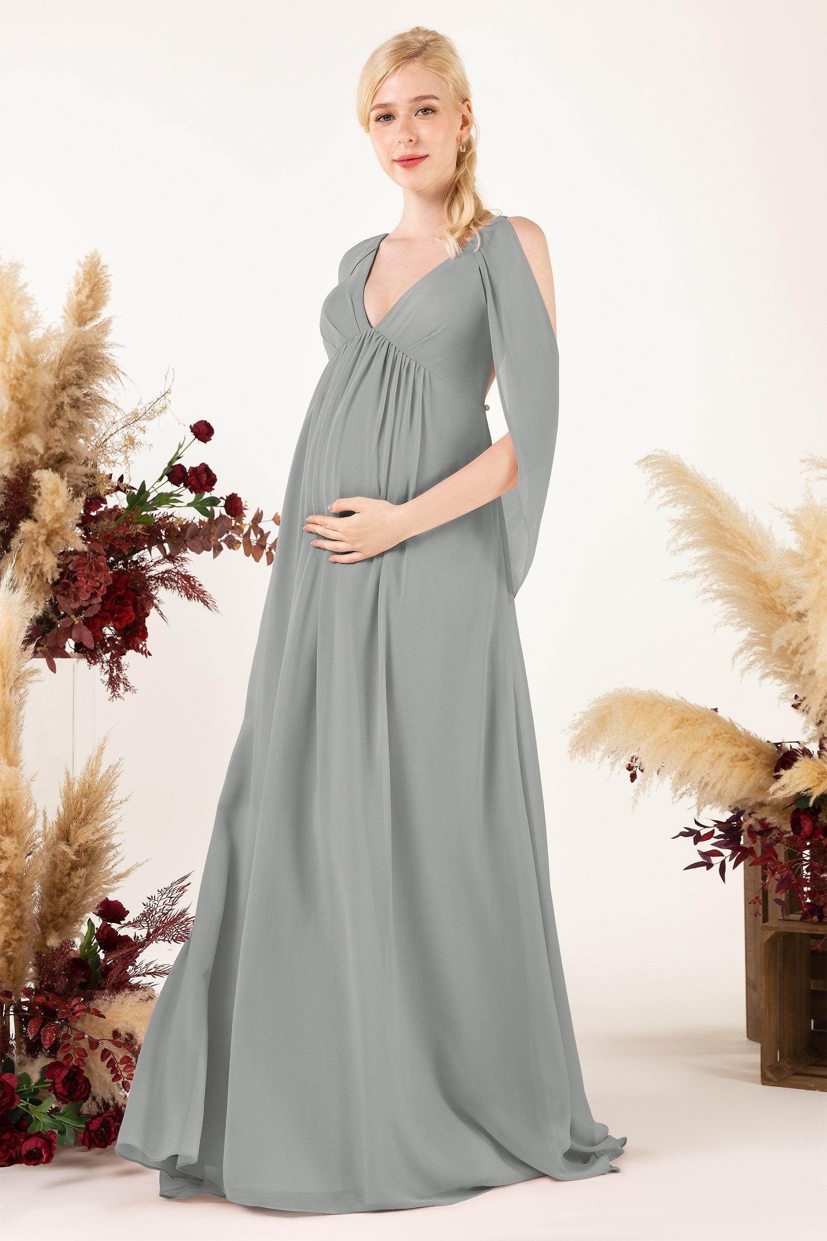 A-Line Sweep-Brush Train Chiffon Bridesmaid Dress CB0458M