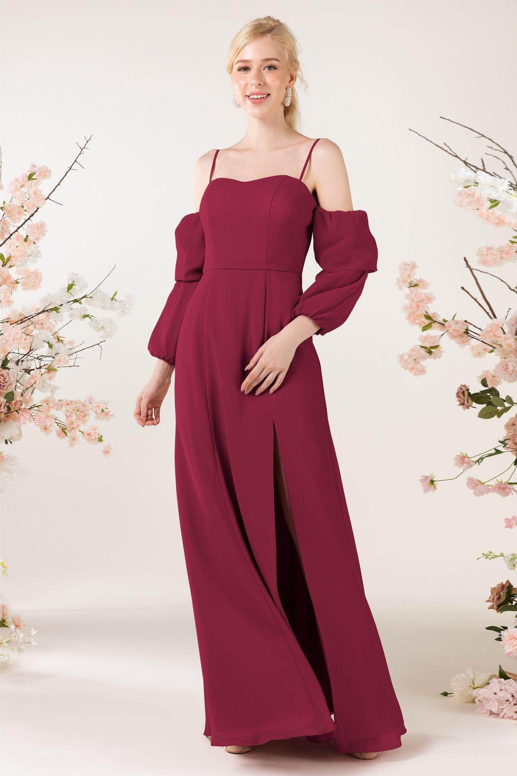 Trumpet Sweep-Brush Train Chiffon Bridesmaid Dress CB0459