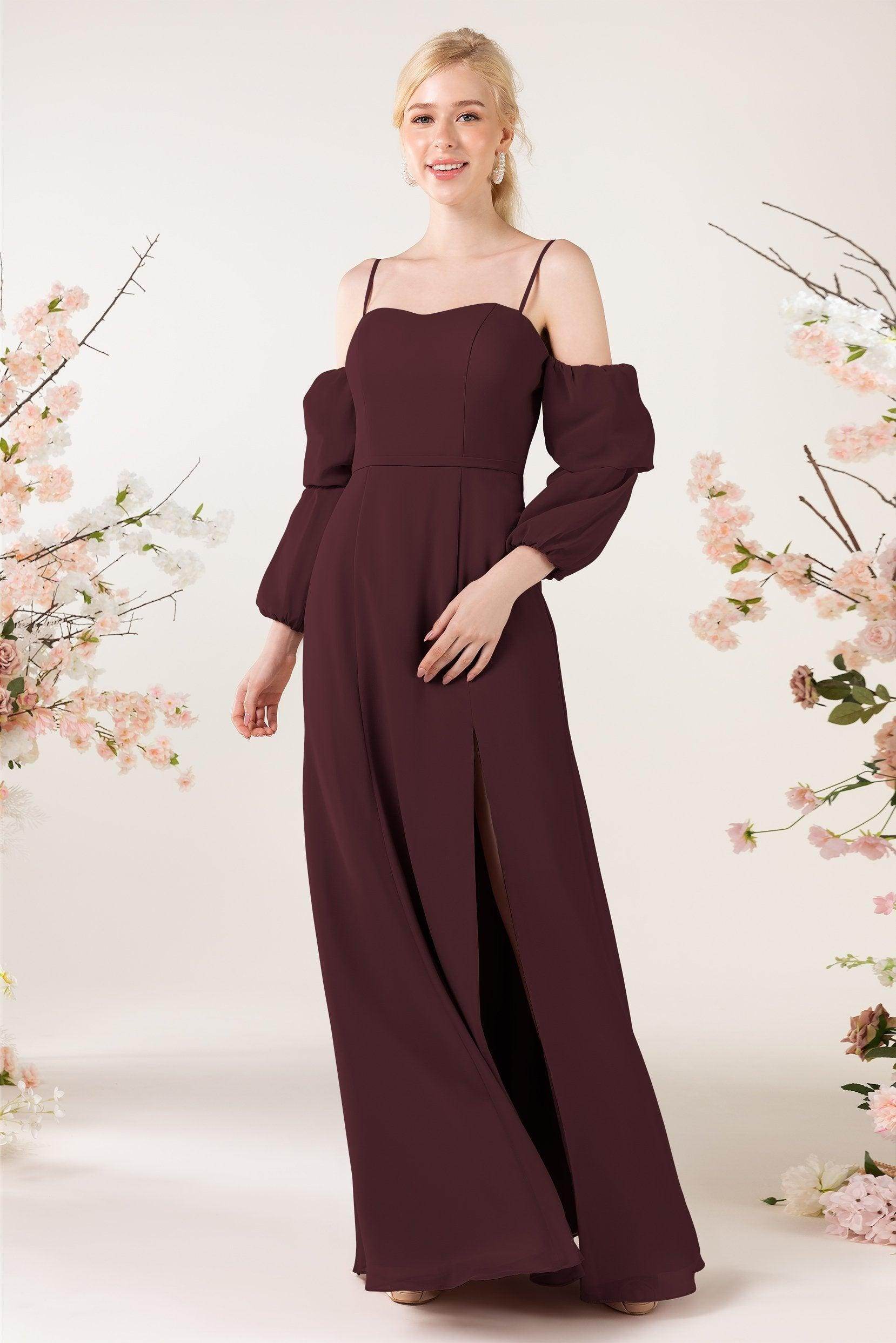 Trumpet Sweep-Brush Train Chiffon Bridesmaid Dress CB0459