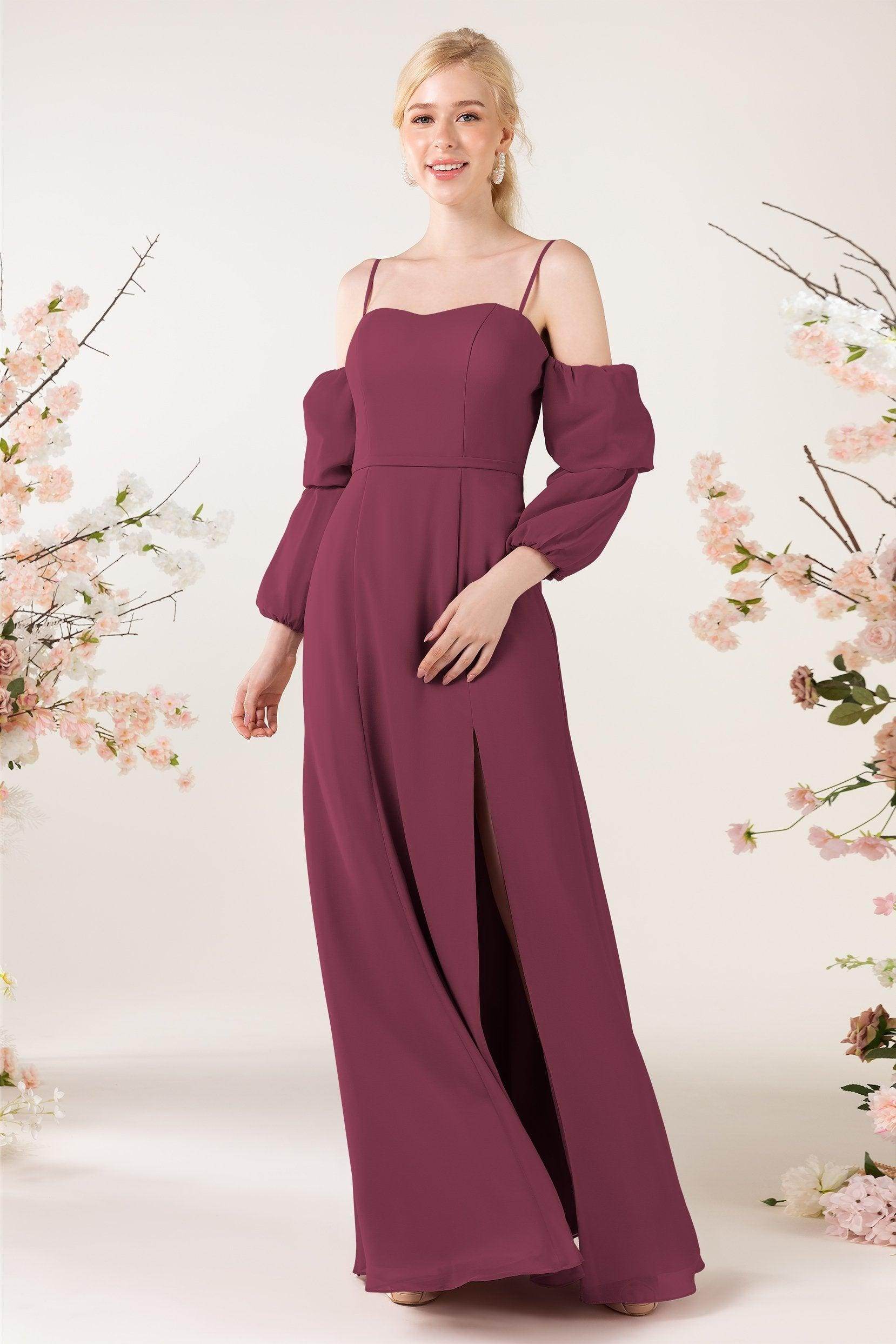 Trumpet Sweep-Brush Train Chiffon Bridesmaid Dress CB0459