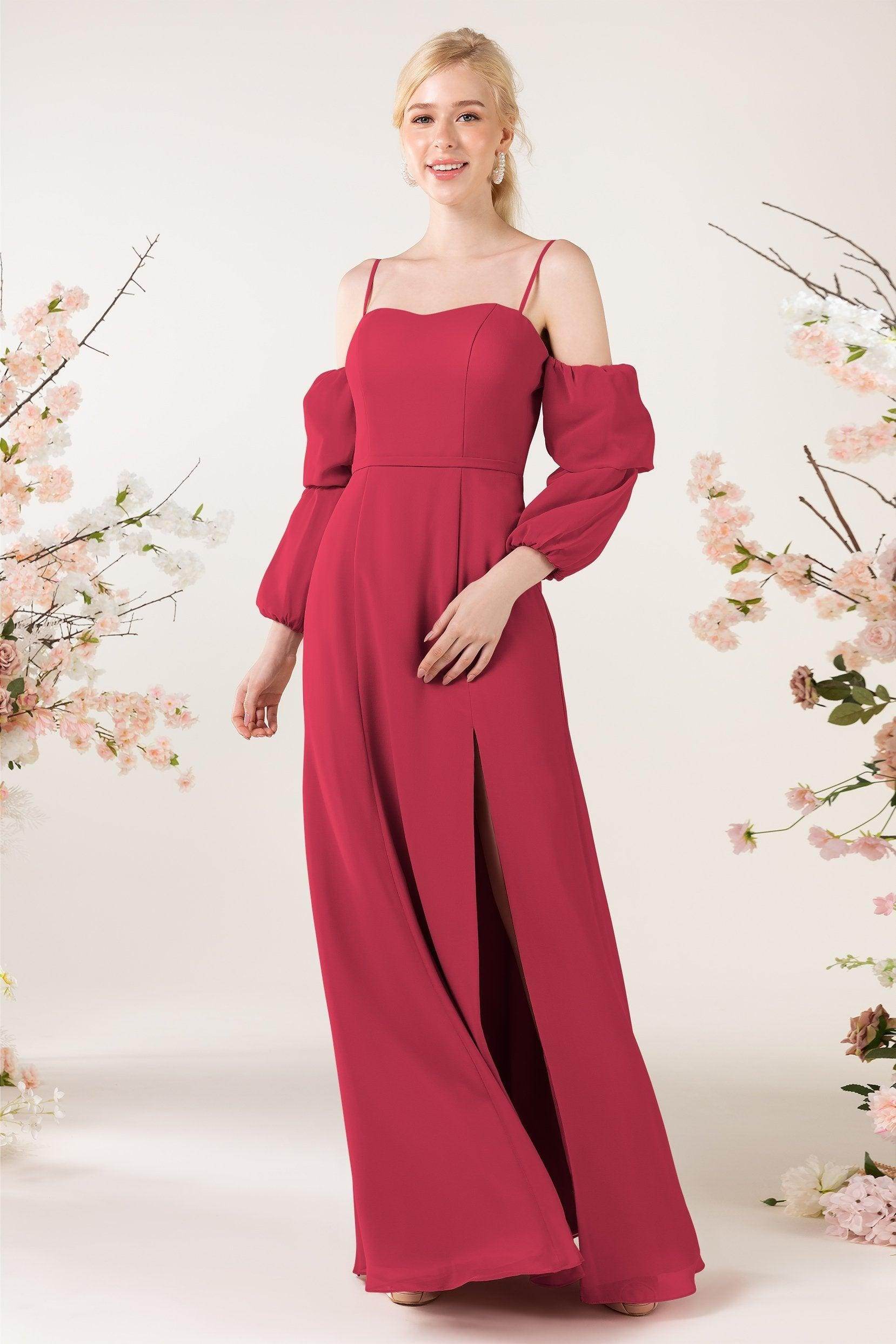 Trumpet Sweep-Brush Train Chiffon Bridesmaid Dress CB0459