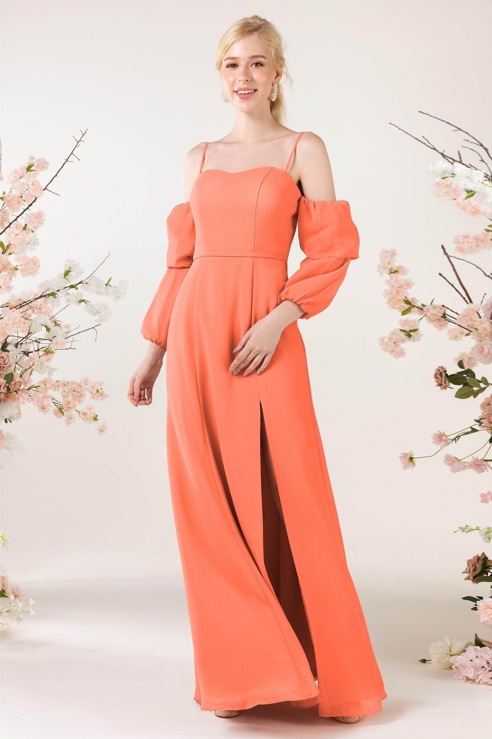 Trumpet Sweep-Brush Train Chiffon Bridesmaid Dress CB0459