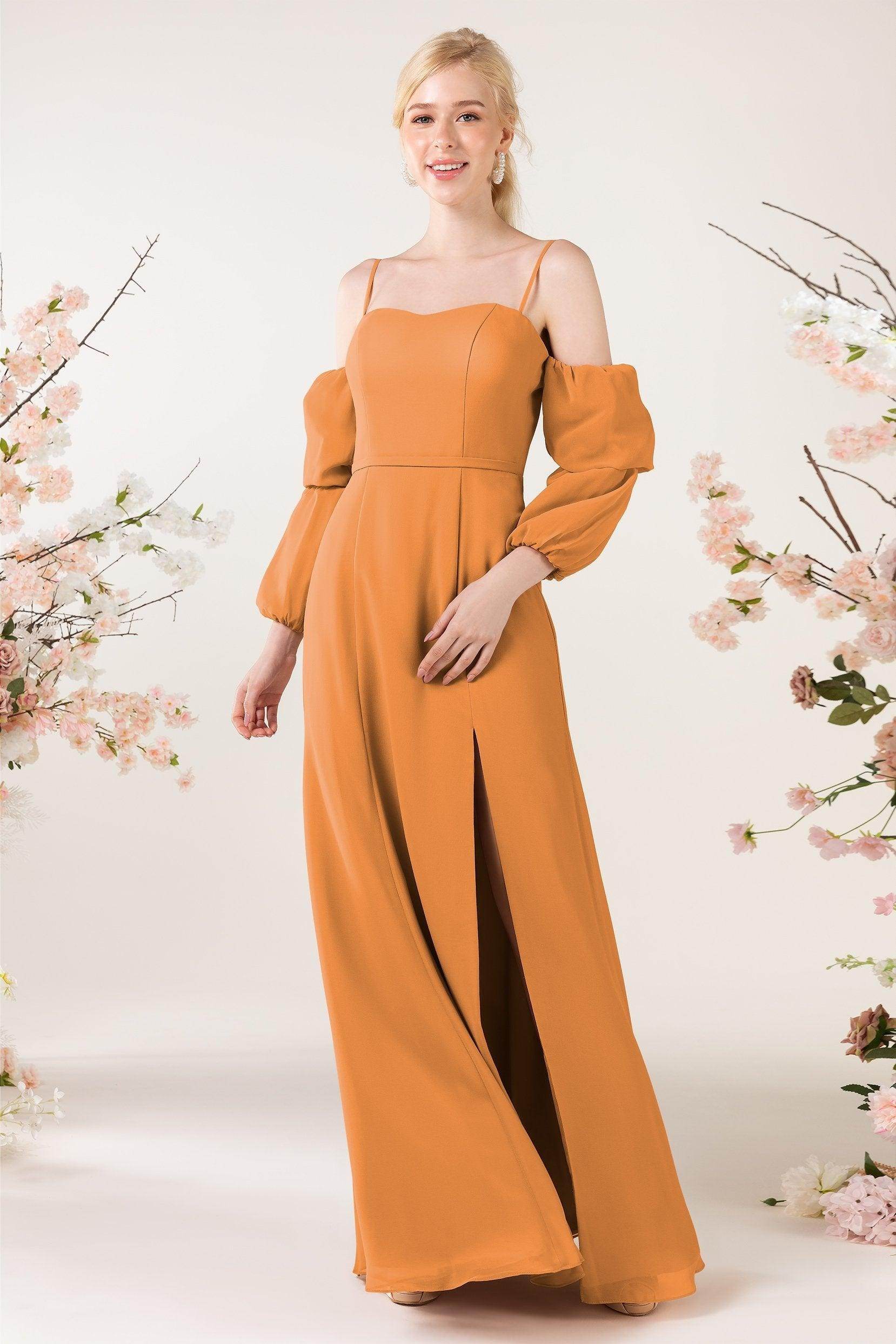 Trumpet Sweep-Brush Train Chiffon Bridesmaid Dress CB0459