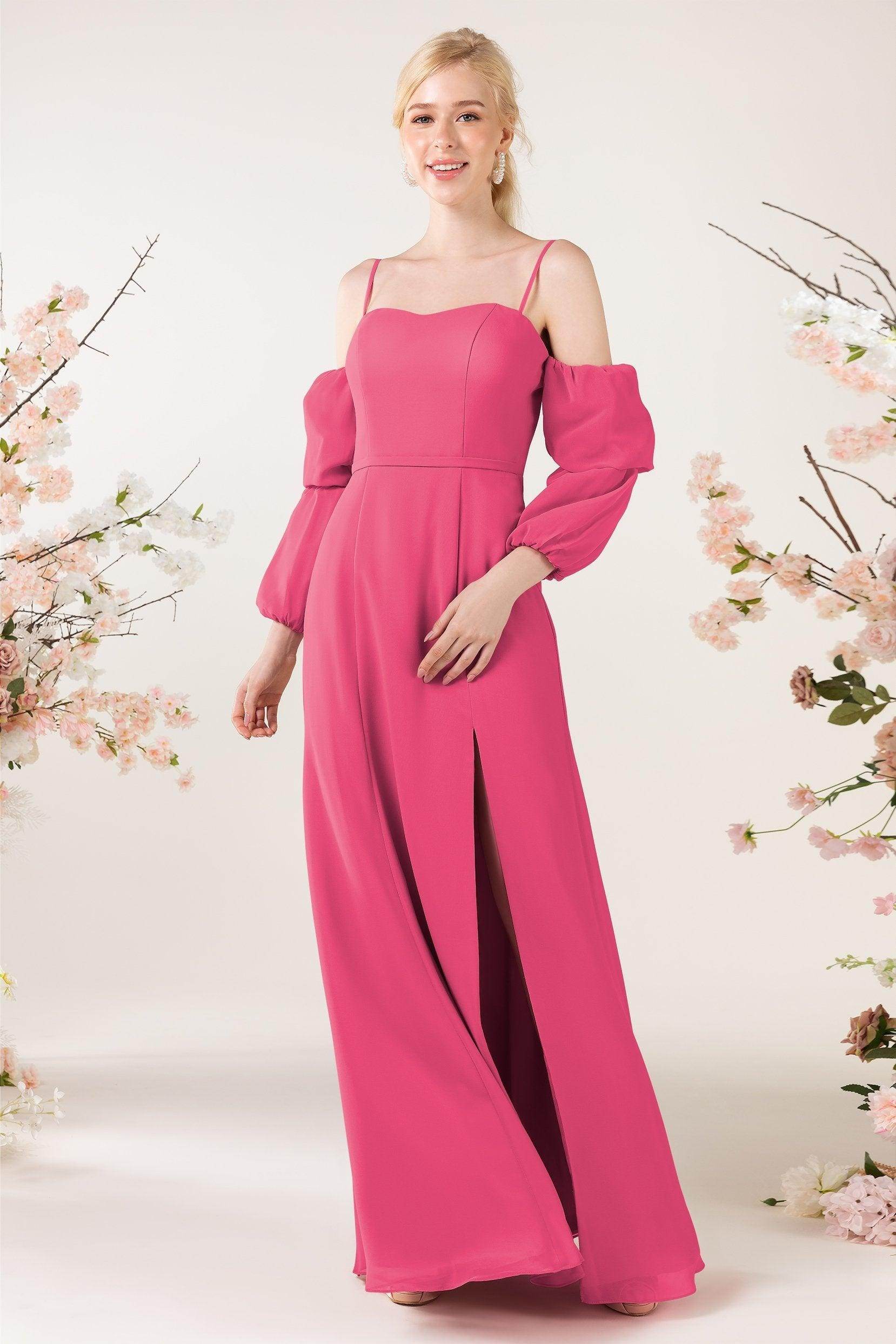Trumpet Sweep-Brush Train Chiffon Bridesmaid Dress CB0459
