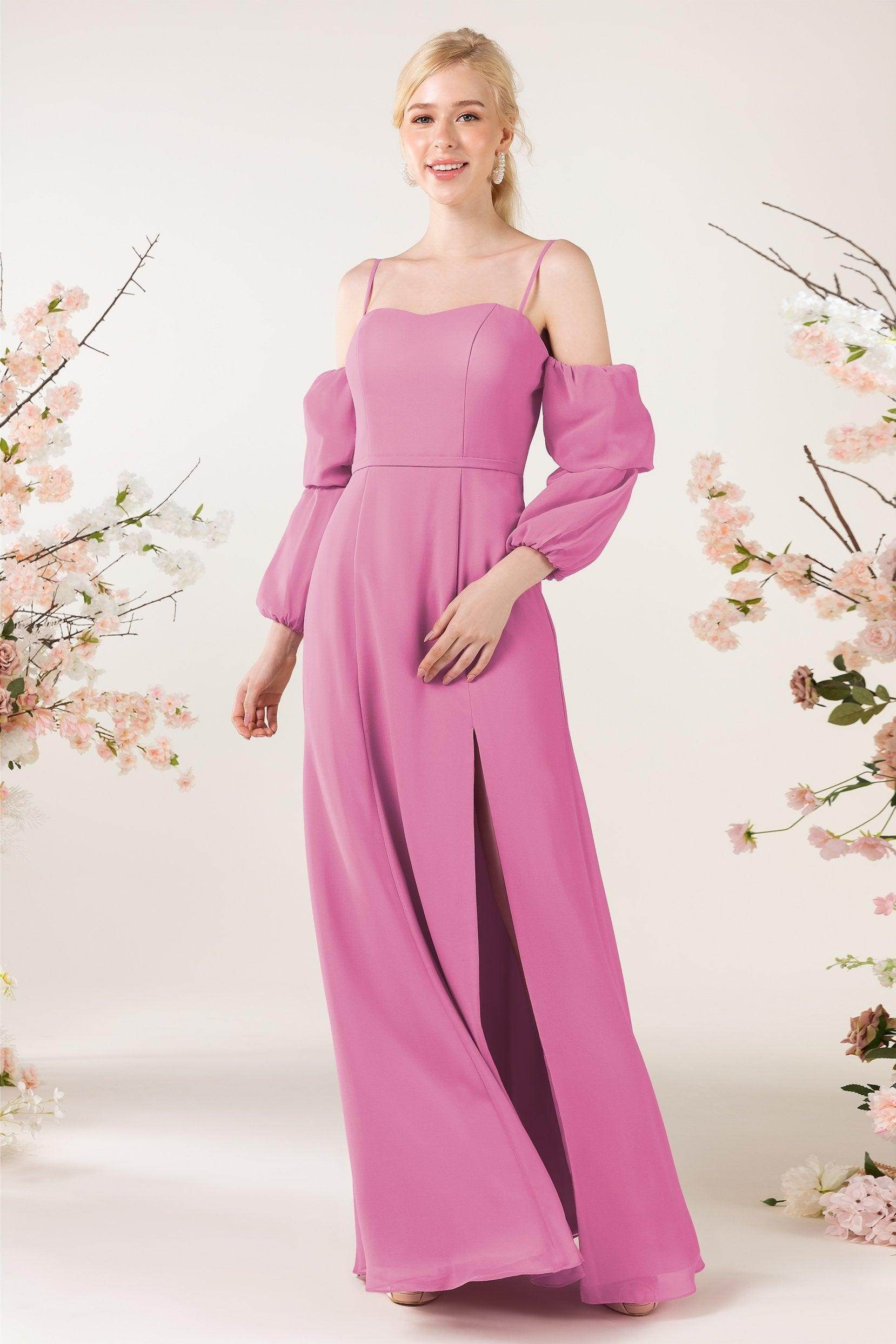 Trumpet Sweep-Brush Train Chiffon Bridesmaid Dress CB0459