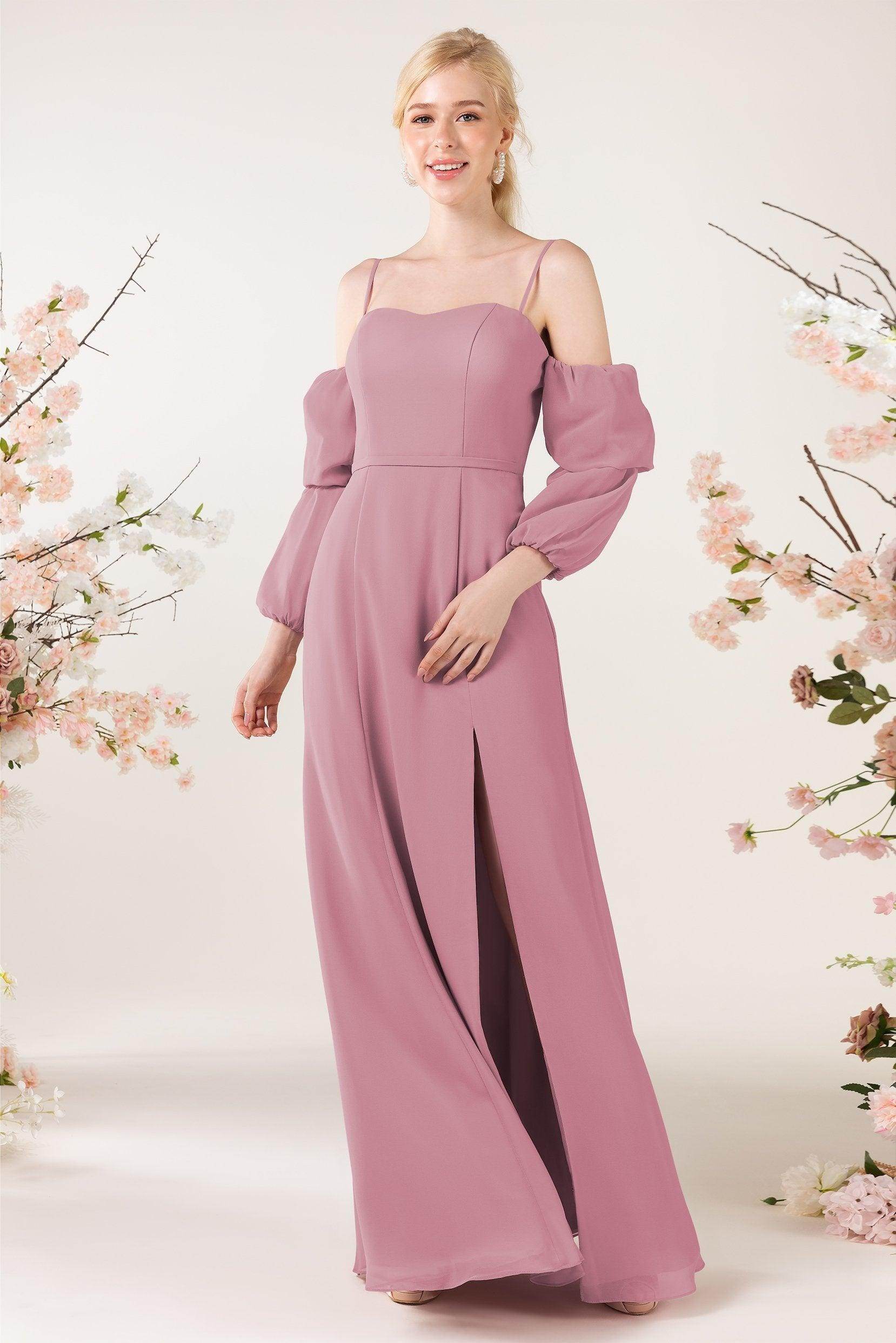 Trumpet Sweep-Brush Train Chiffon Bridesmaid Dress CB0459
