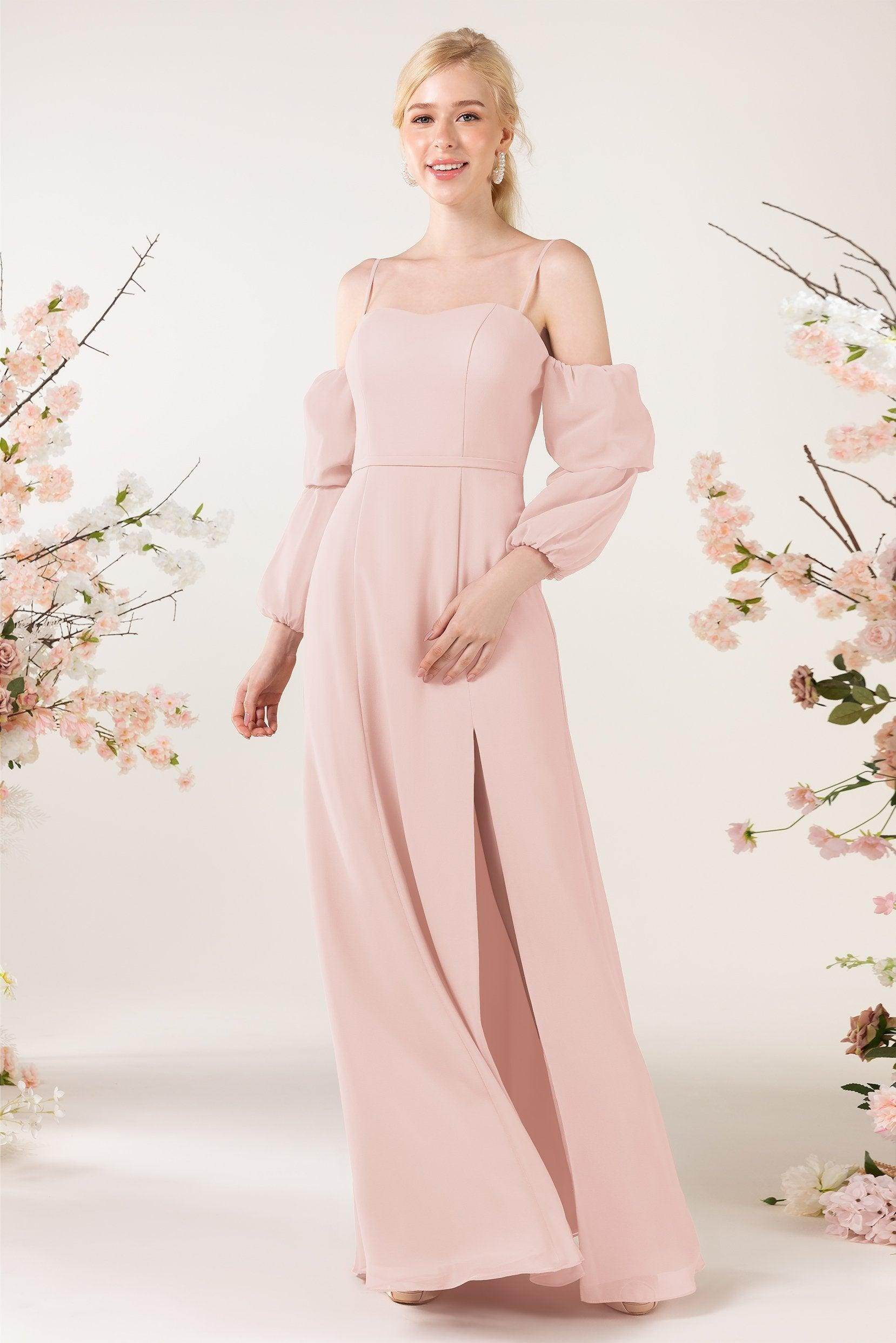 Trumpet Sweep-Brush Train Chiffon Bridesmaid Dress CB0459