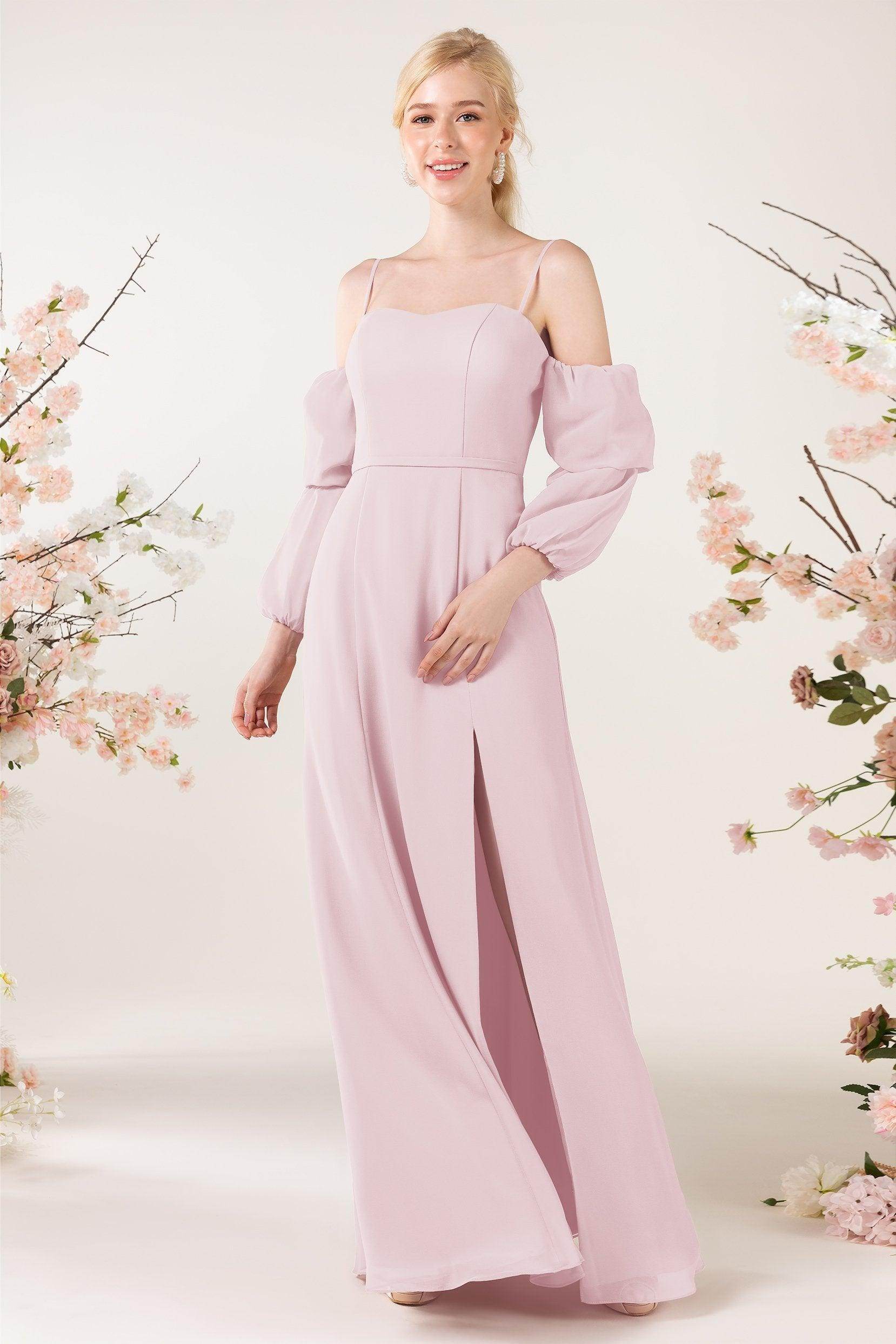 Trumpet Sweep-Brush Train Chiffon Bridesmaid Dress CB0459