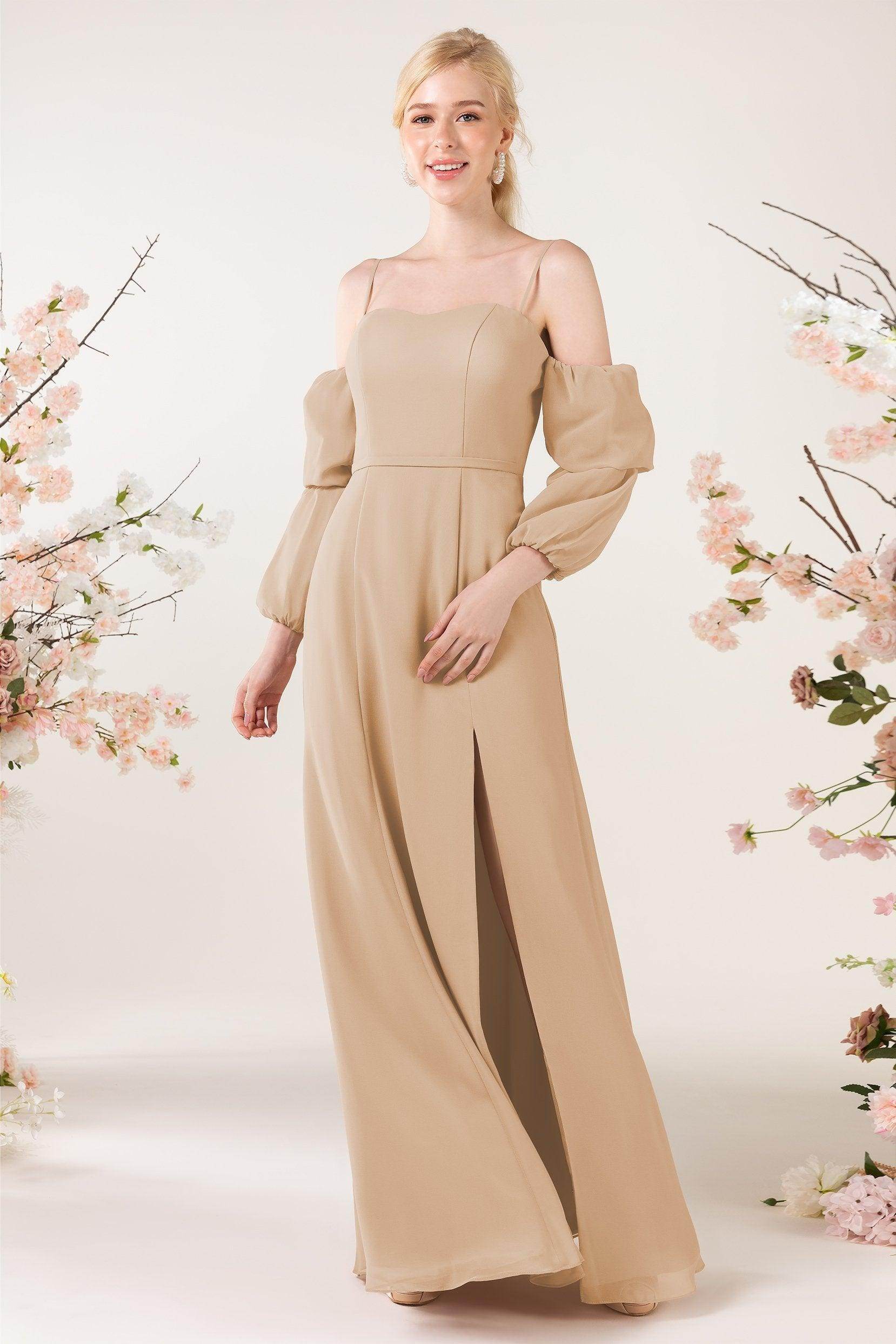 Trumpet Sweep-Brush Train Chiffon Bridesmaid Dress CB0459