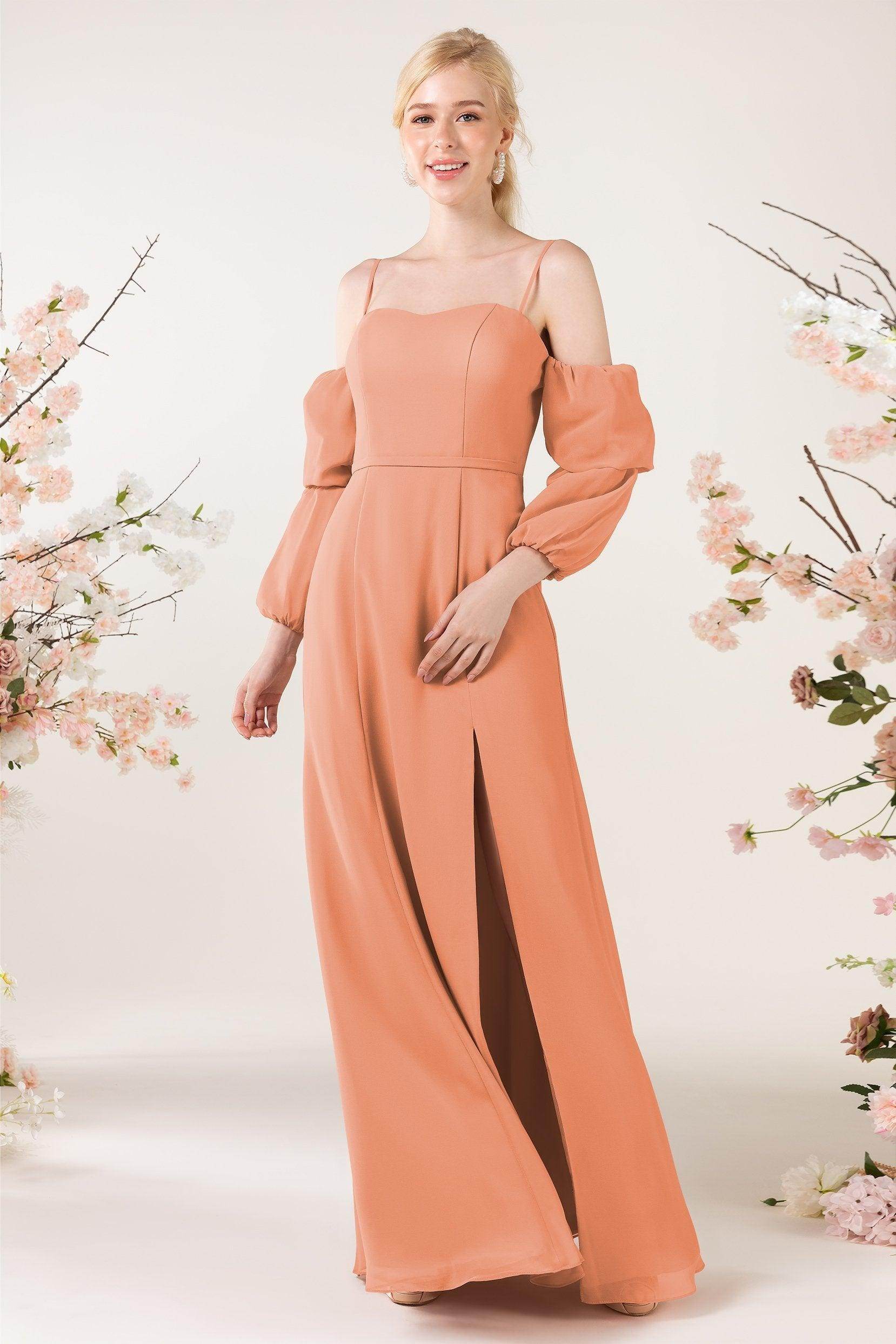 Trumpet Sweep-Brush Train Chiffon Bridesmaid Dress CB0459