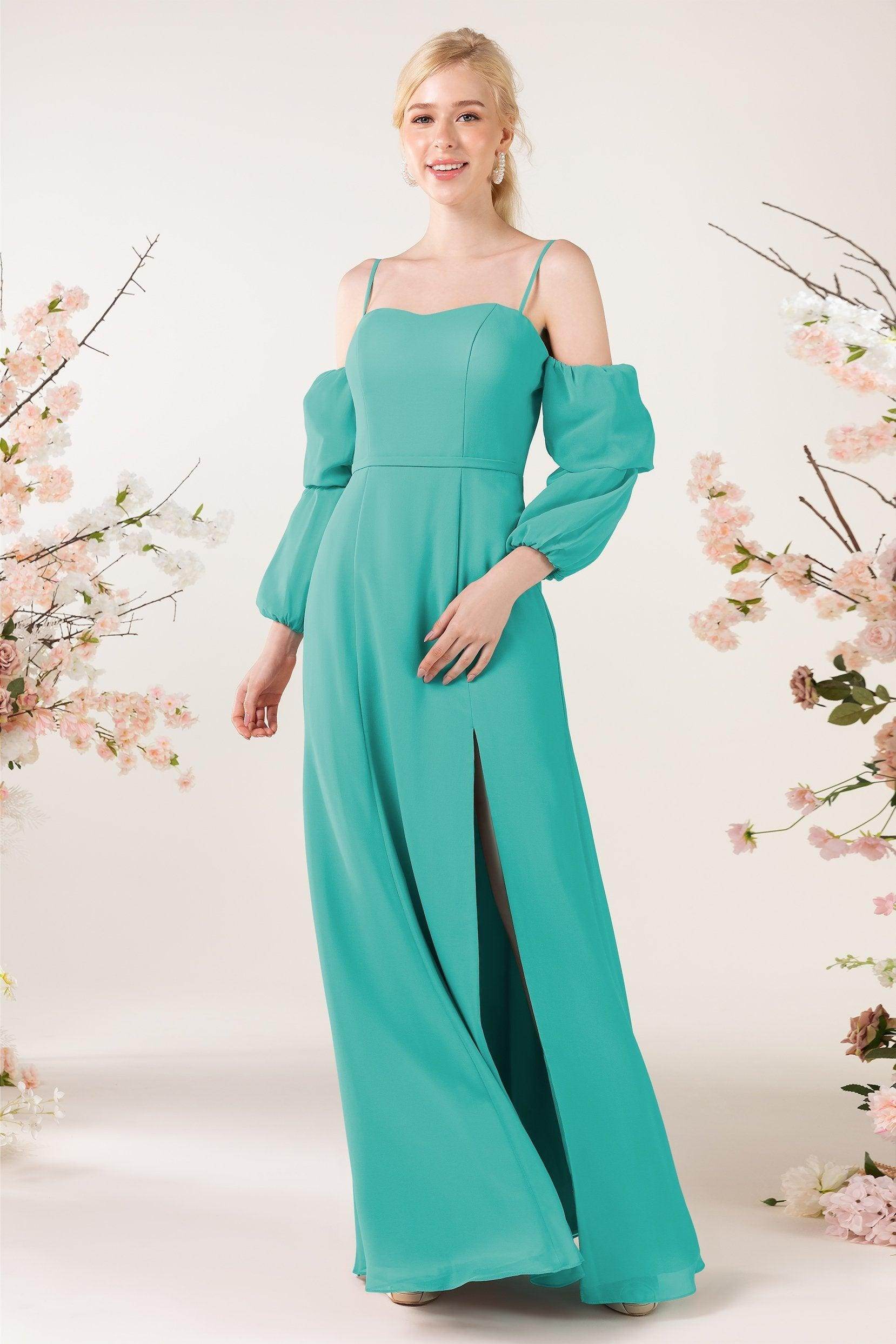 Trumpet Sweep-Brush Train Chiffon Bridesmaid Dress CB0459