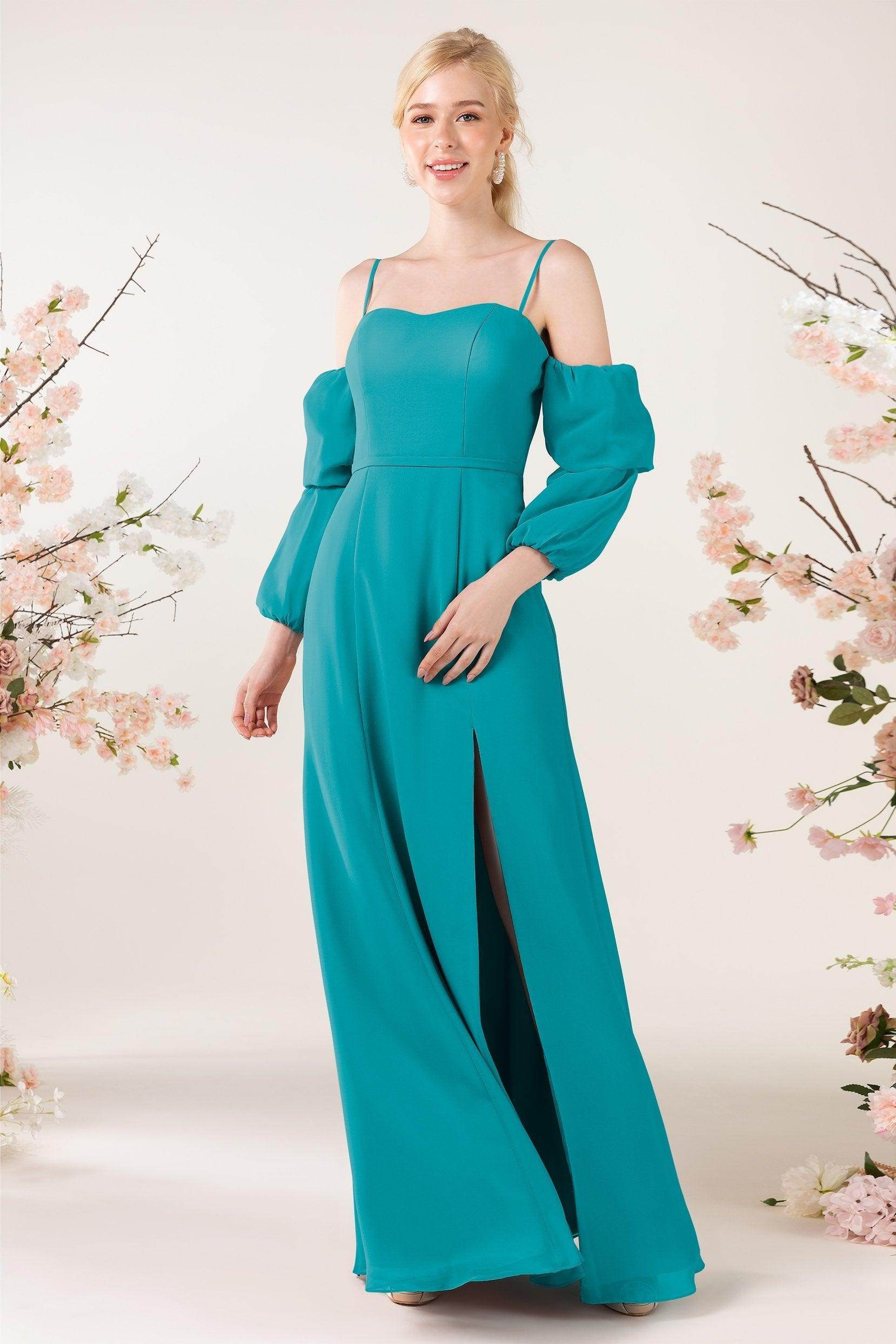 Trumpet Sweep-Brush Train Chiffon Bridesmaid Dress CB0459