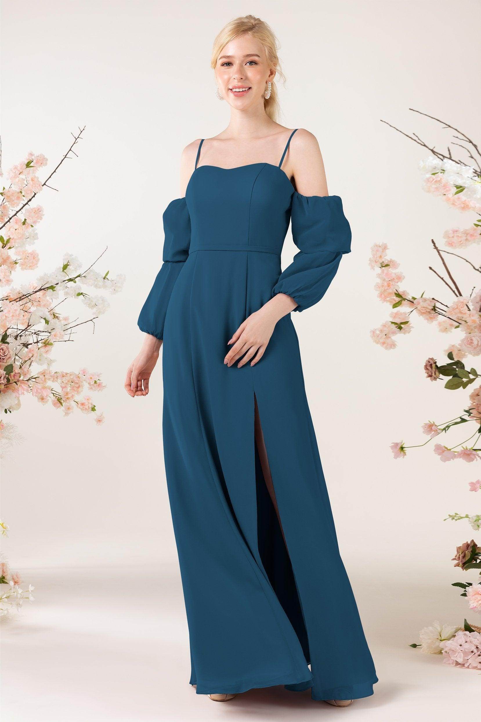 Trumpet Sweep-Brush Train Chiffon Bridesmaid Dress CB0459