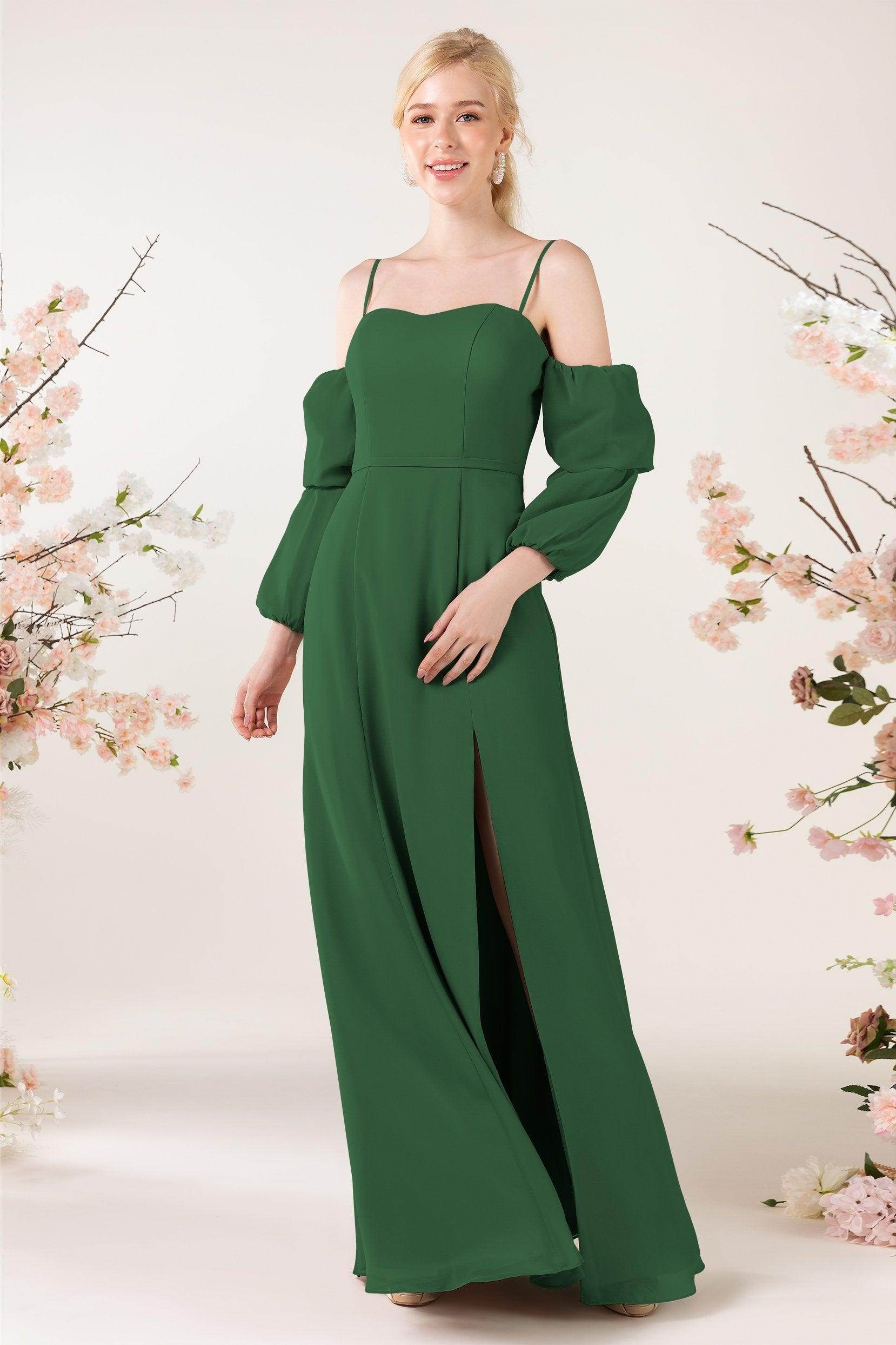 Trumpet Sweep-Brush Train Chiffon Bridesmaid Dress CB0459