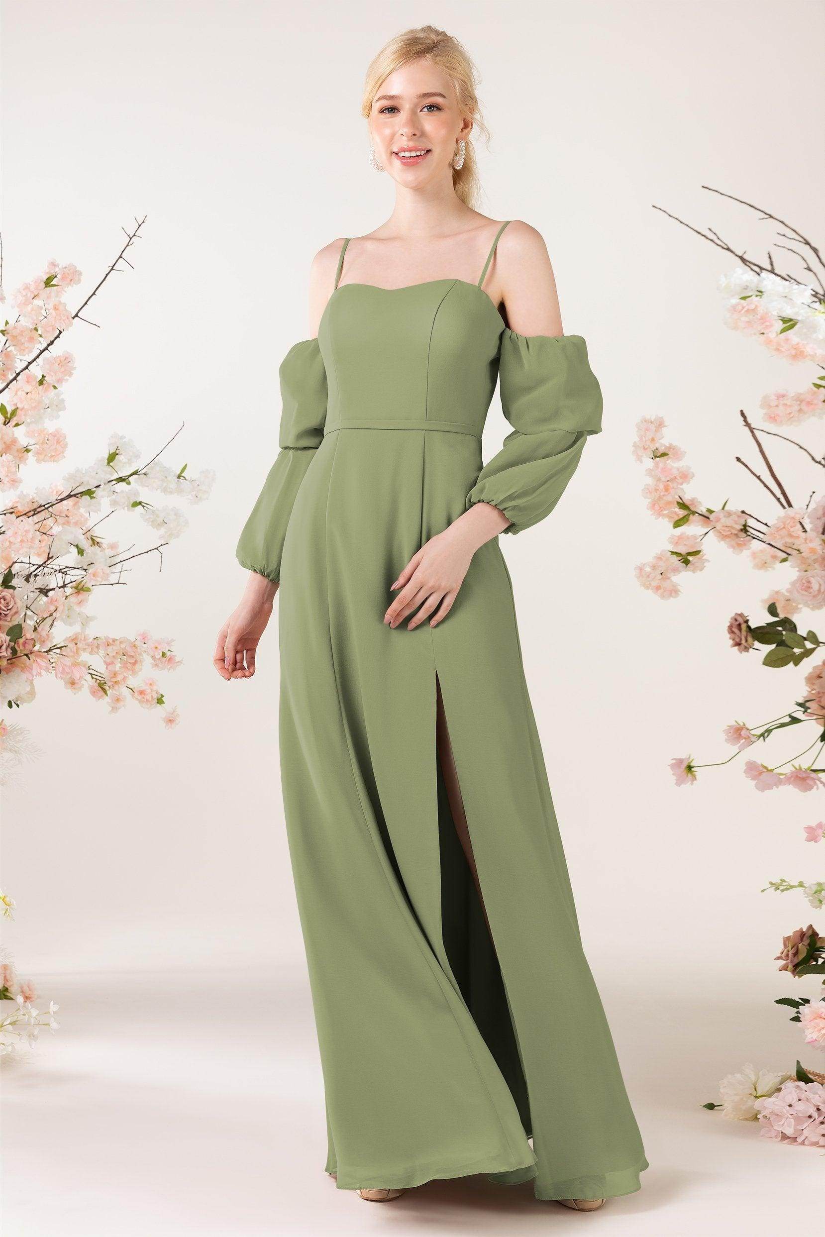 Trumpet Sweep-Brush Train Chiffon Bridesmaid Dress CB0459