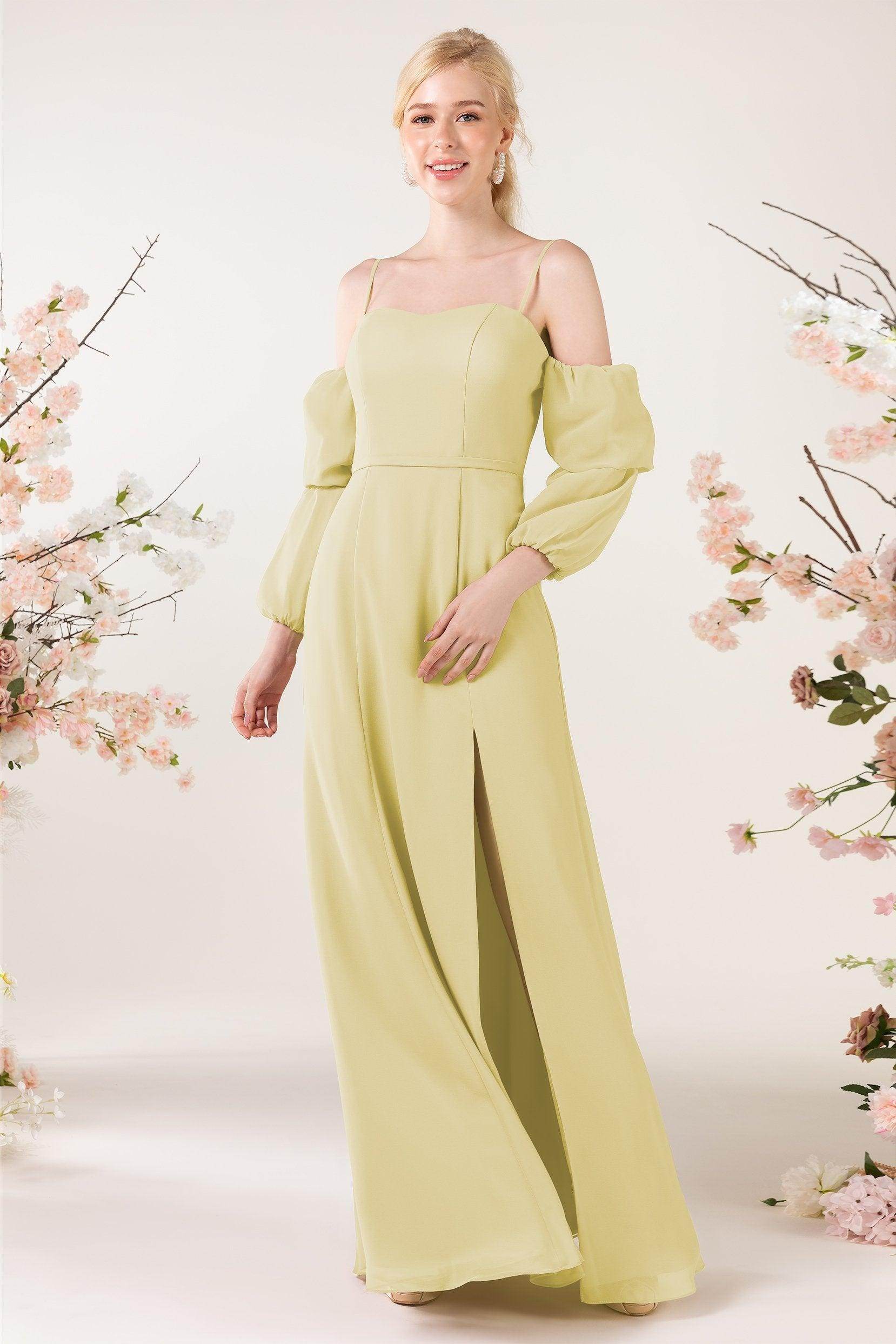 Trumpet Sweep-Brush Train Chiffon Bridesmaid Dress CB0459
