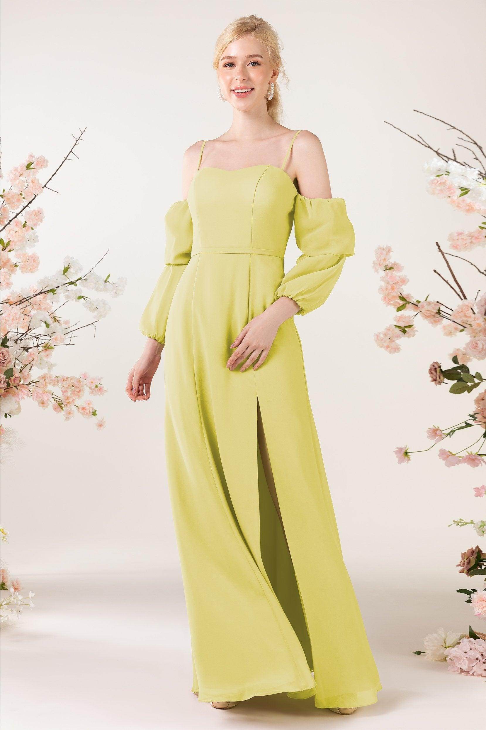 Trumpet Sweep-Brush Train Chiffon Bridesmaid Dress CB0459