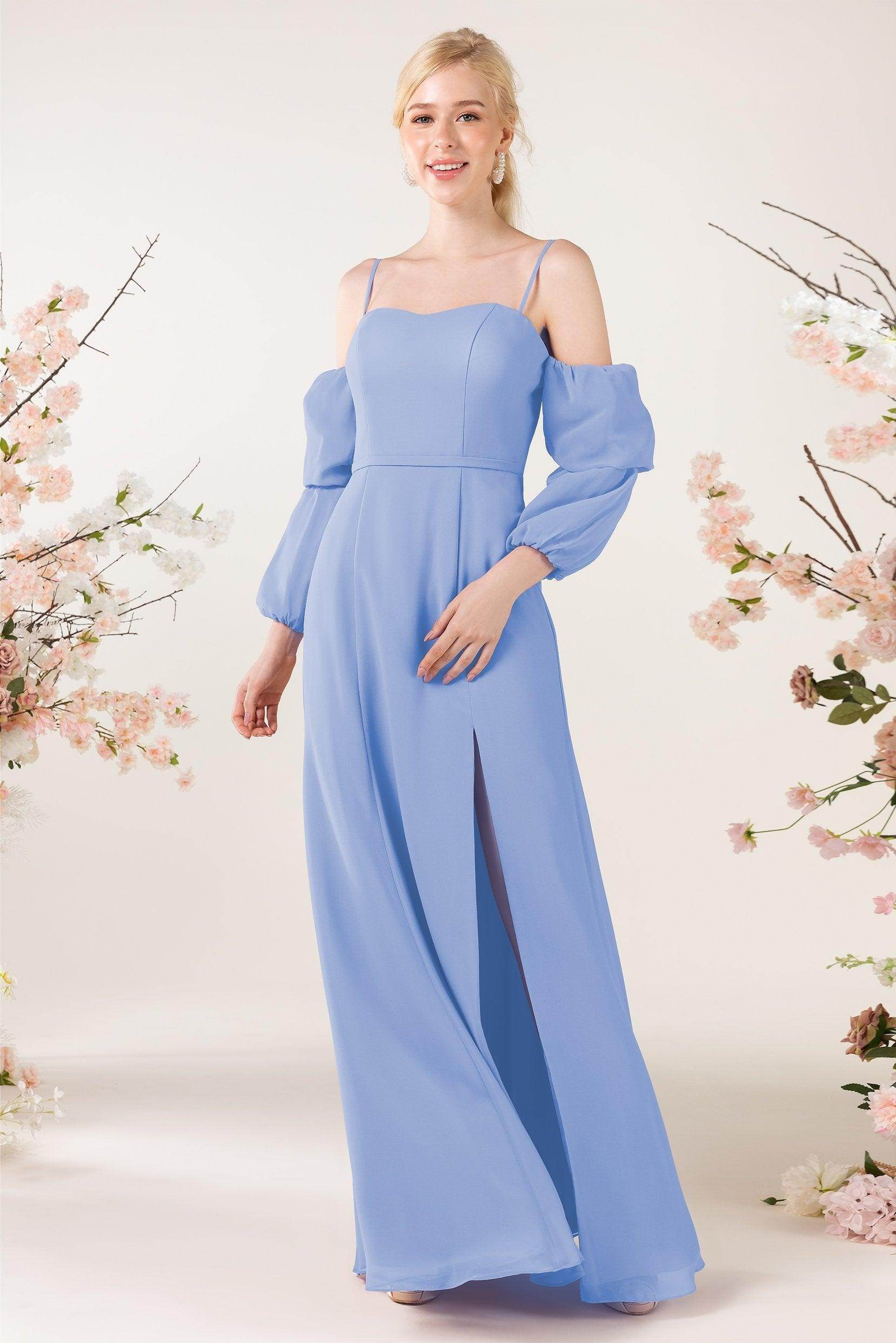 Trumpet Sweep-Brush Train Chiffon Bridesmaid Dress CB0459