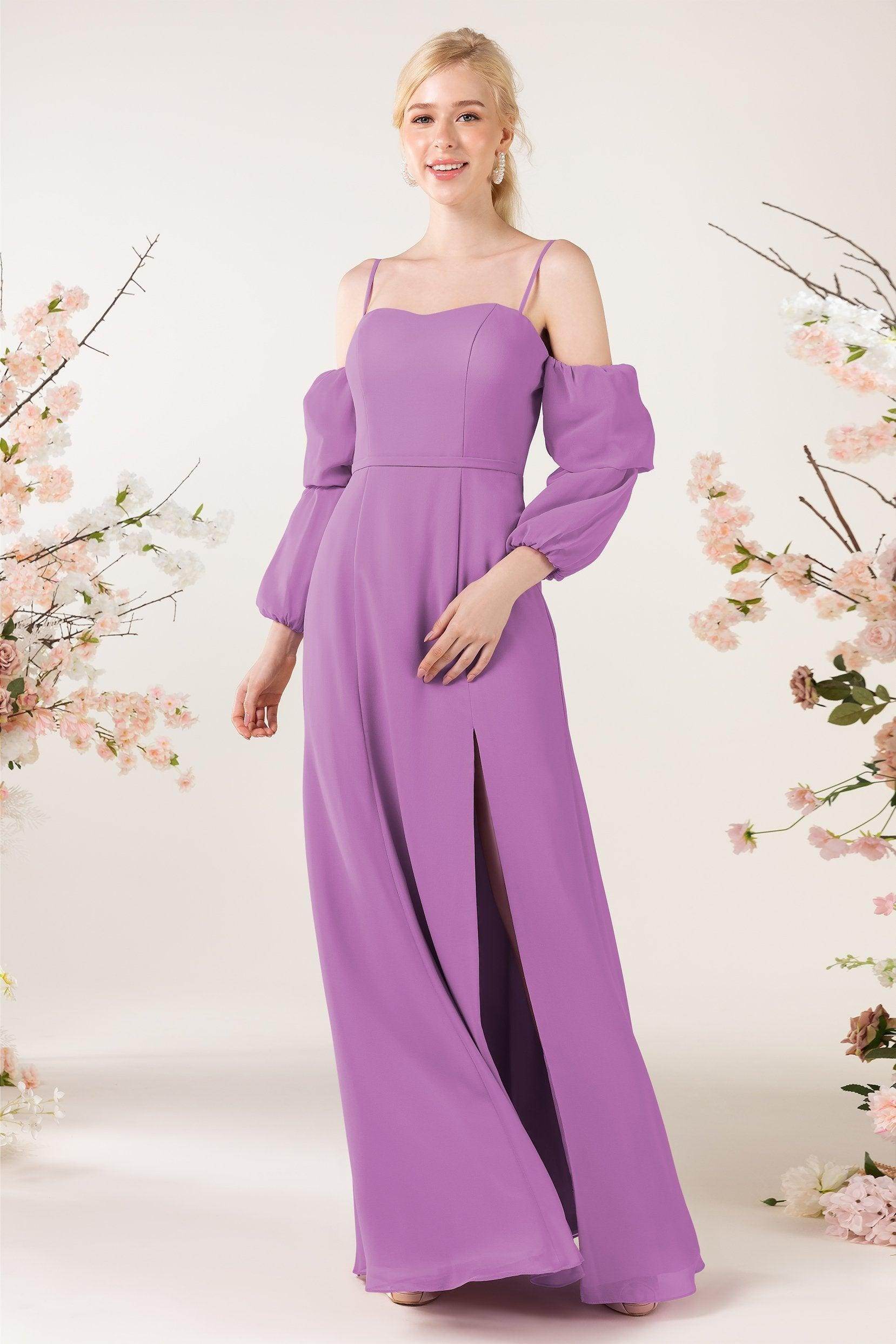 Trumpet Sweep-Brush Train Chiffon Bridesmaid Dress CB0459