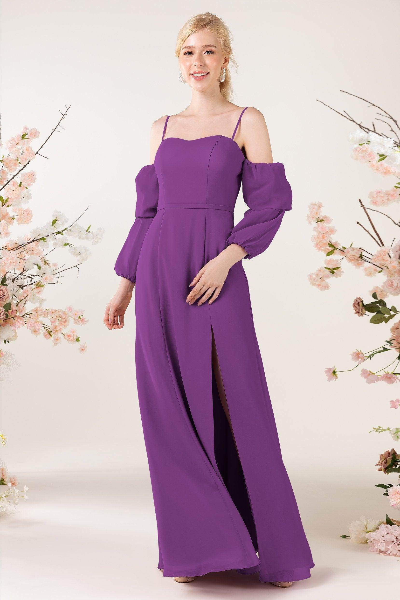 Trumpet Sweep-Brush Train Chiffon Bridesmaid Dress CB0459