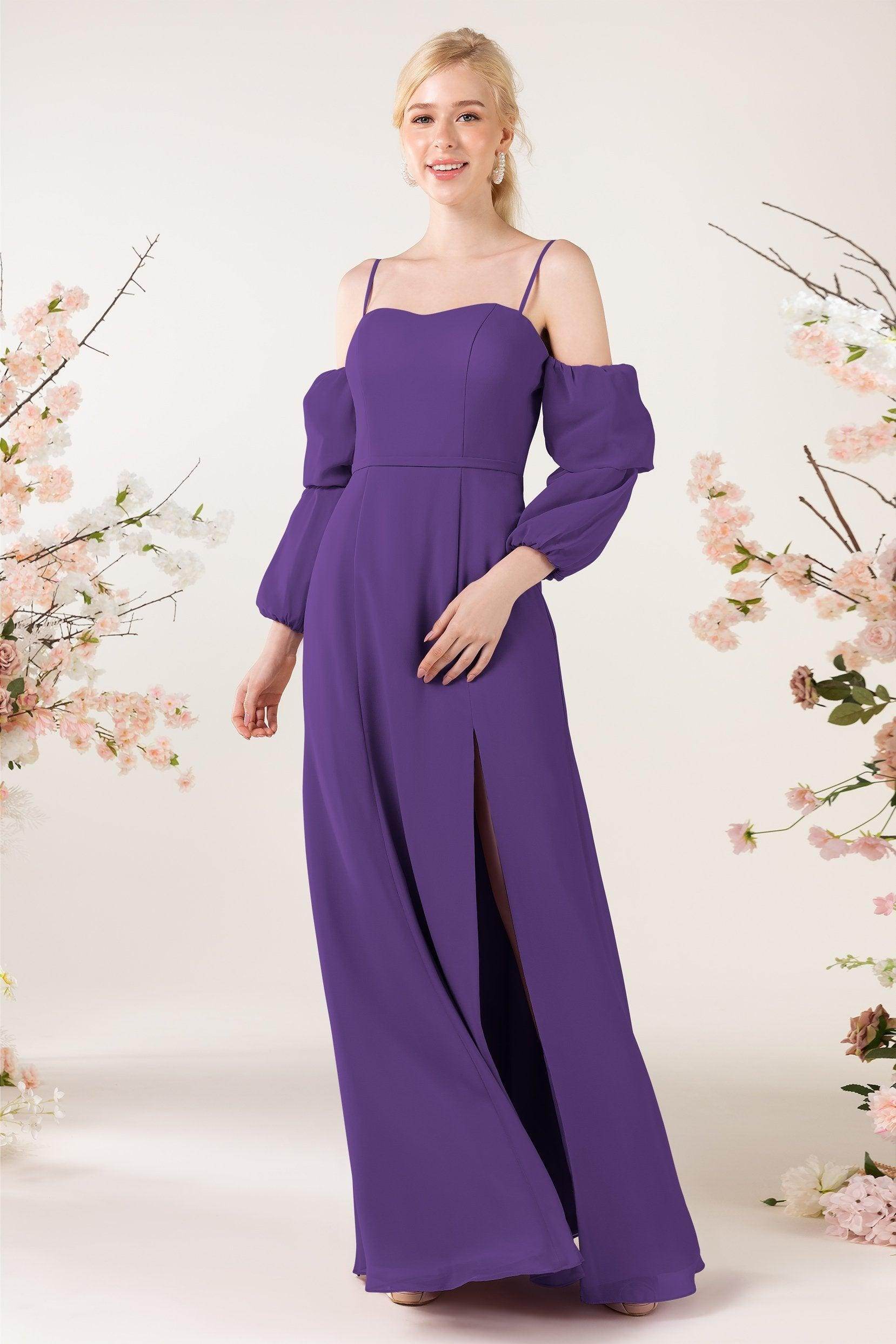 Trumpet Sweep-Brush Train Chiffon Bridesmaid Dress CB0459