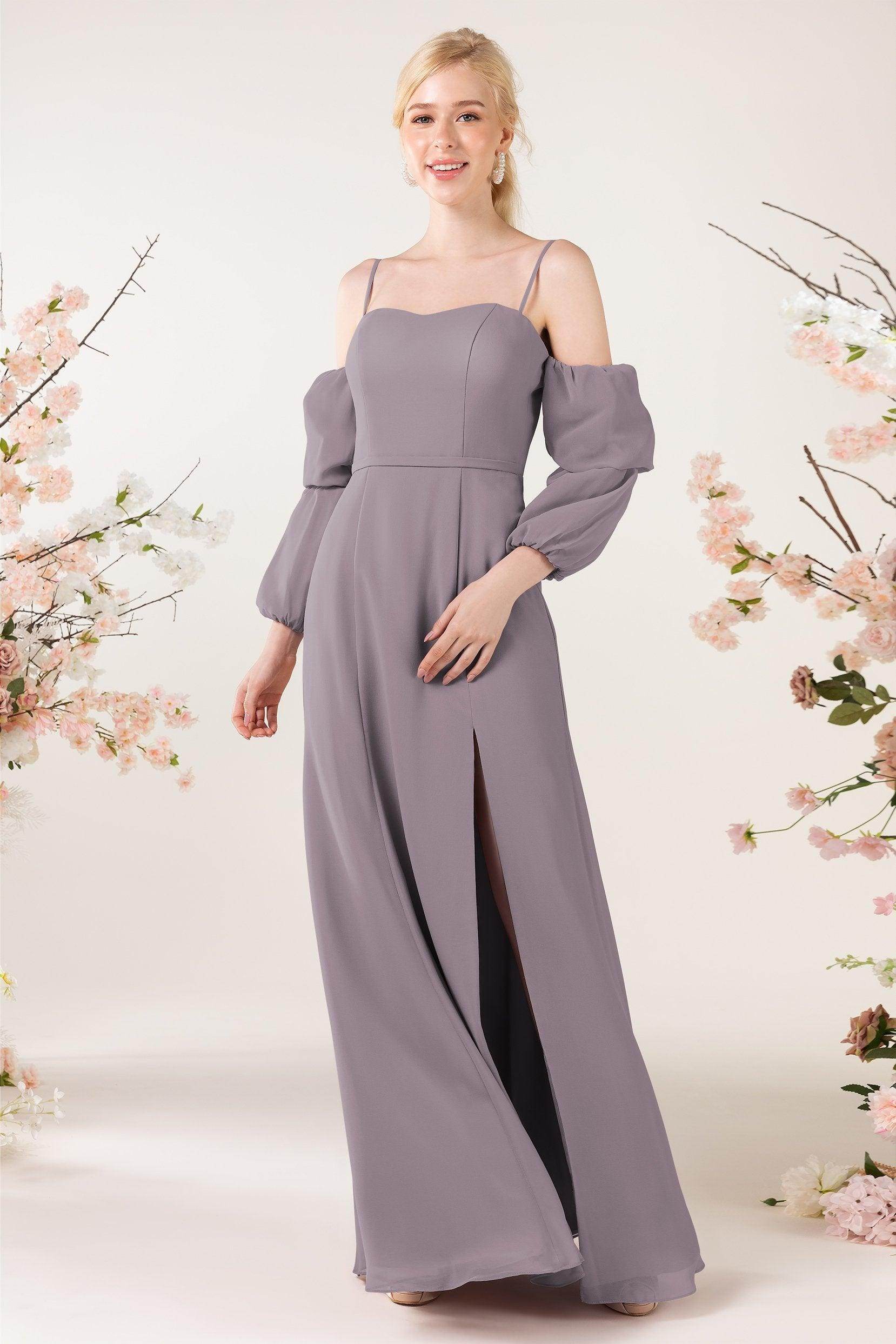 Trumpet Sweep-Brush Train Chiffon Bridesmaid Dress CB0459