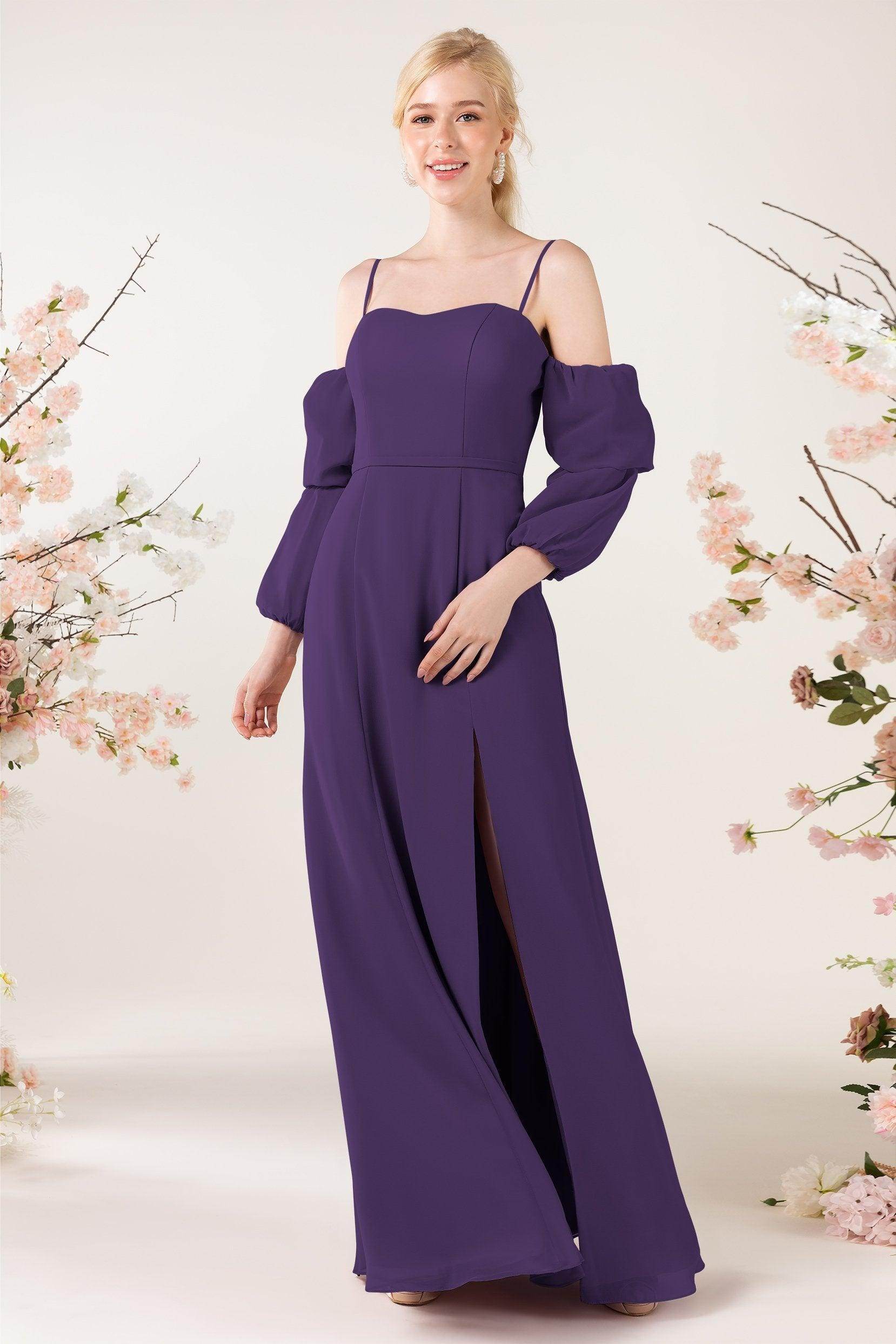 Trumpet Sweep-Brush Train Chiffon Bridesmaid Dress CB0459