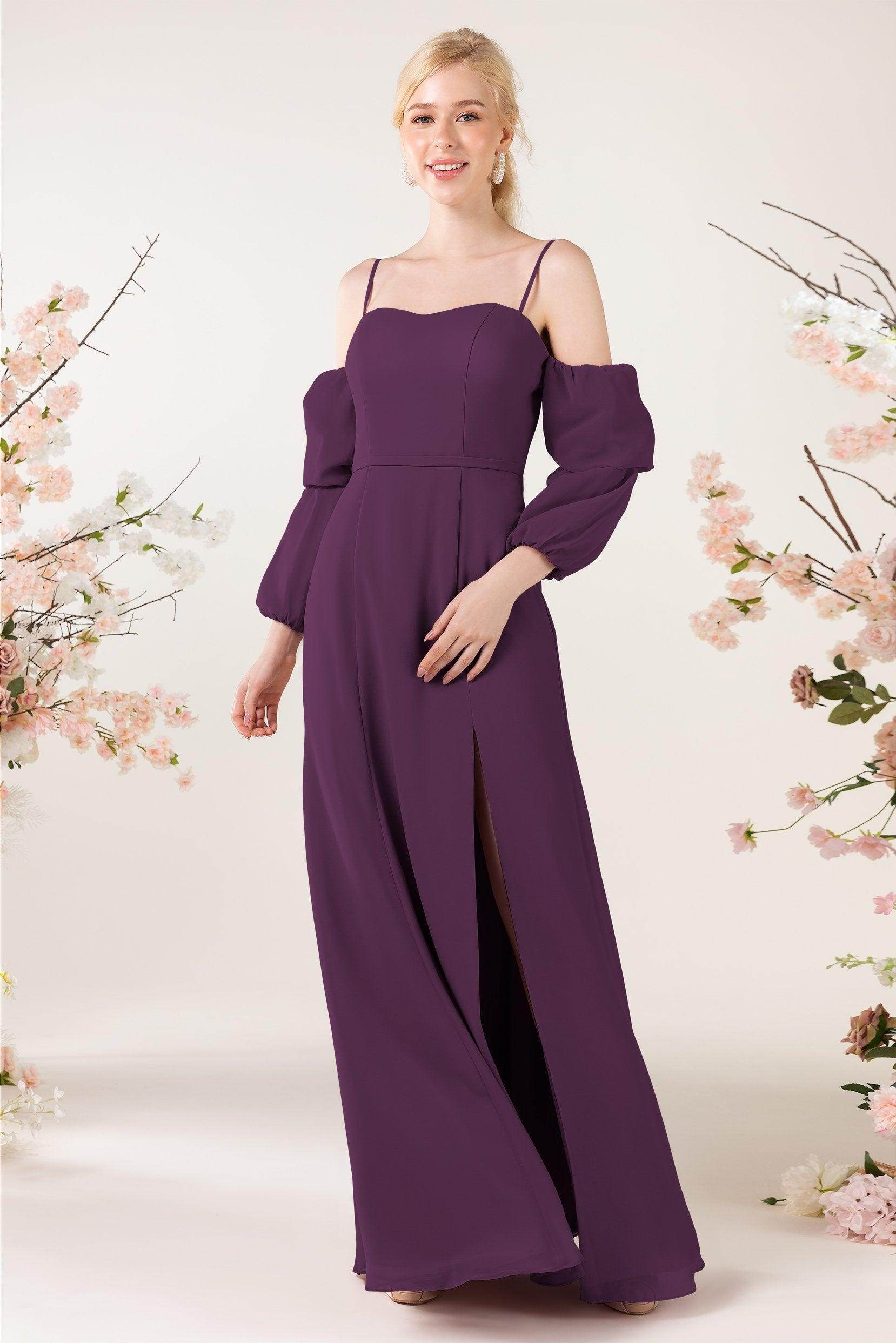 Trumpet Sweep-Brush Train Chiffon Bridesmaid Dress CB0459