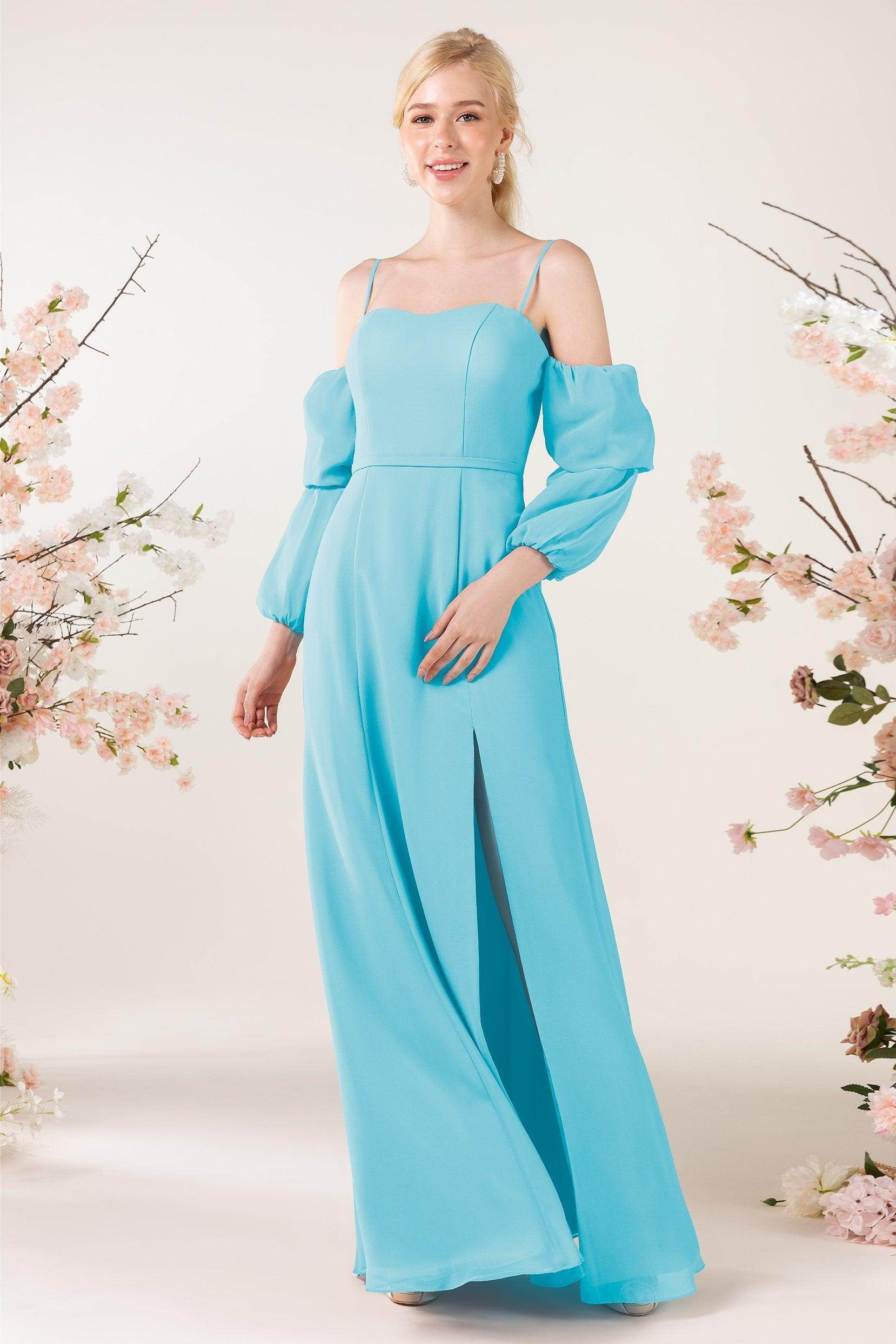 Trumpet Sweep-Brush Train Chiffon Bridesmaid Dress CB0459